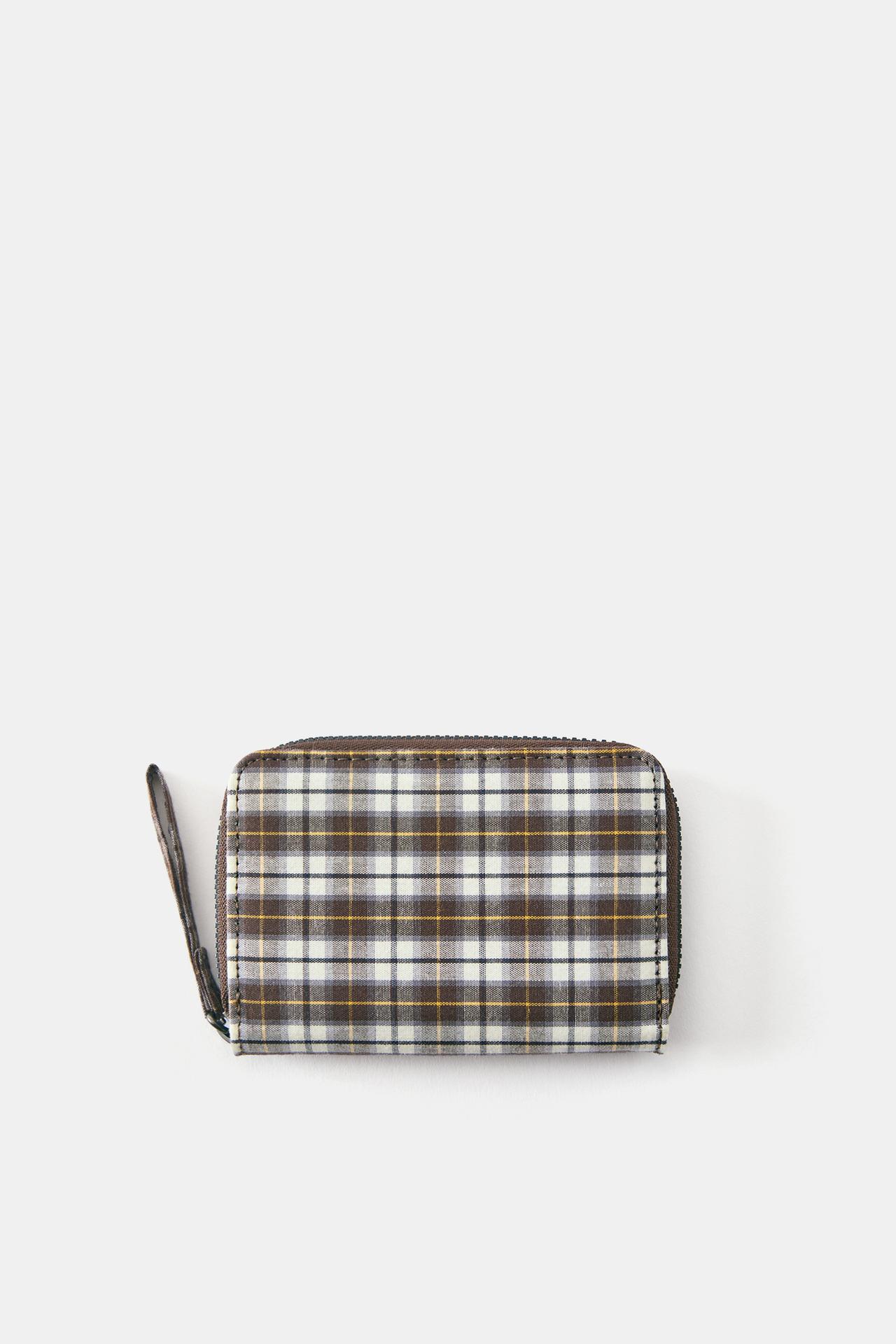 Check print purse — Brown