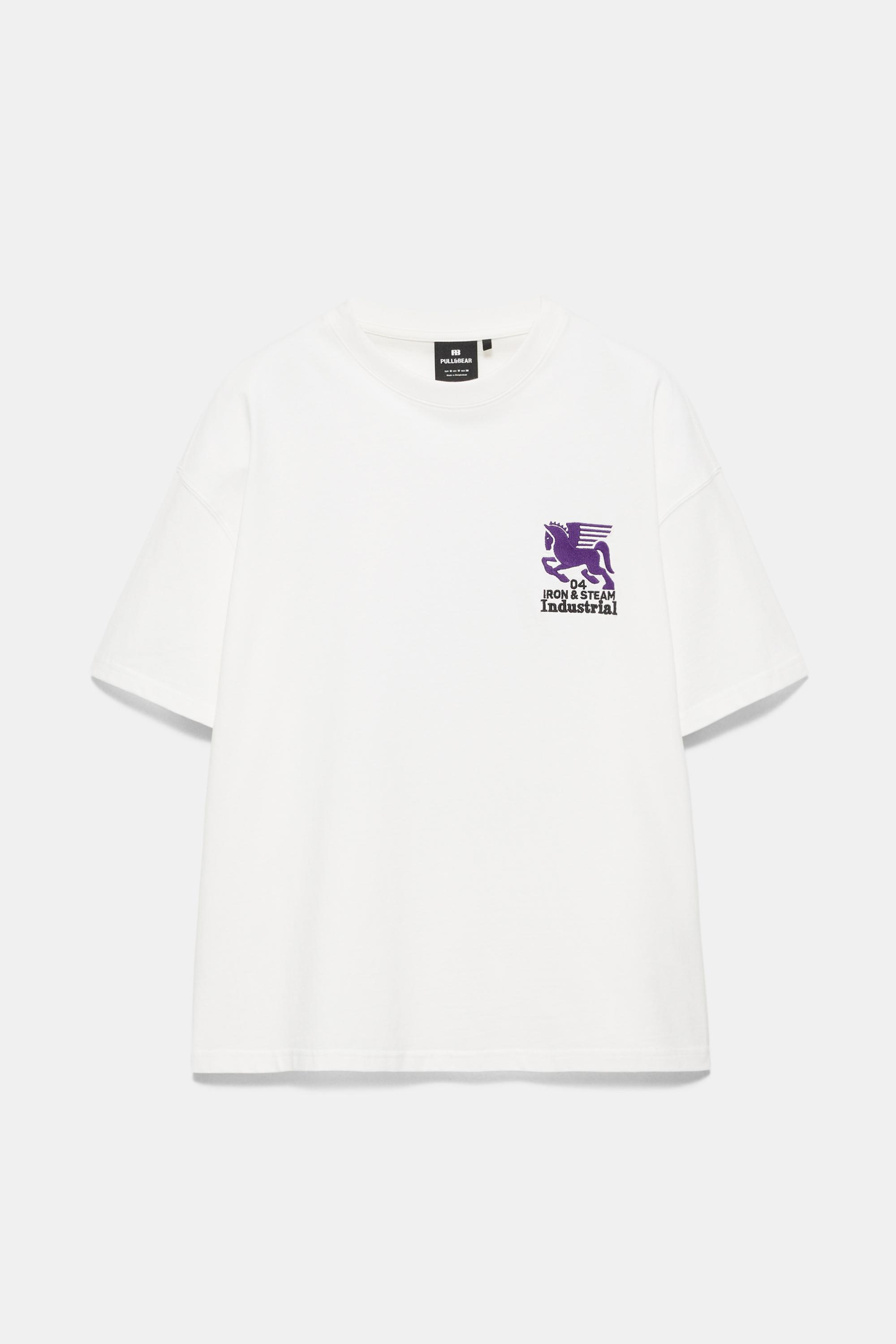 Boxy T-shirt with graphic embroidery — White