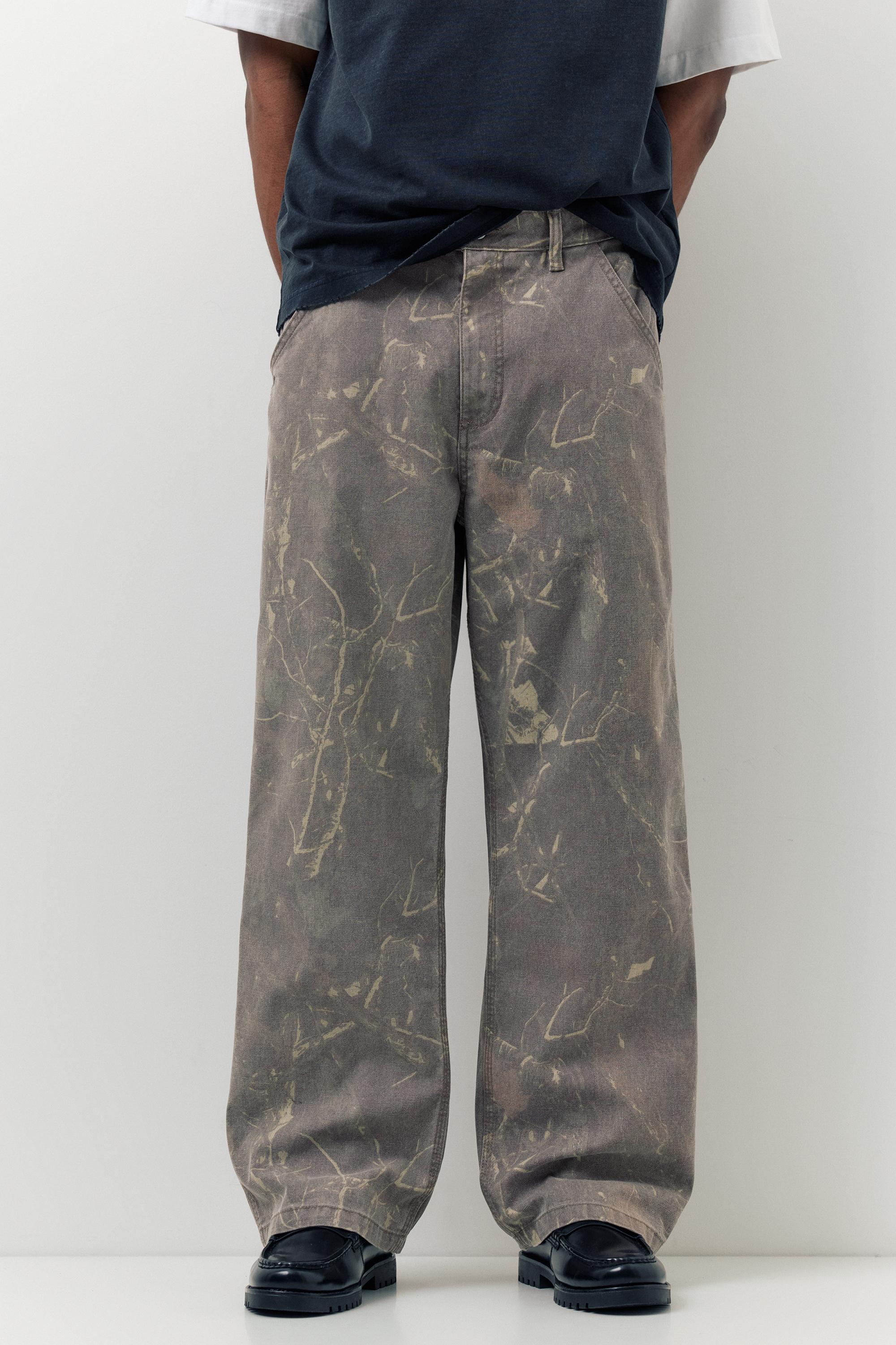 Printed wide-leg trousers — Grey
