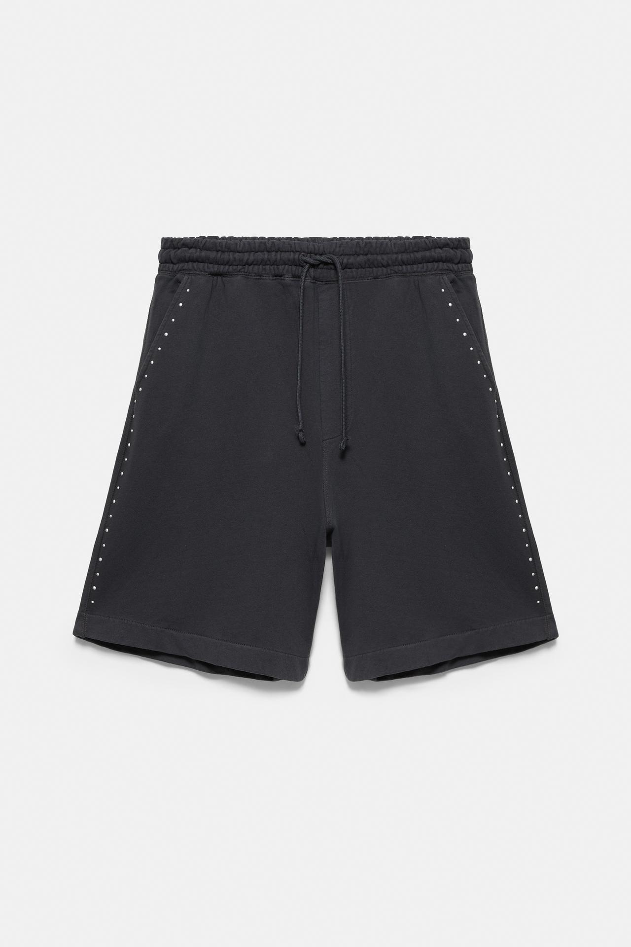 Studded jogging Bermuda shorts — Anthracite grey
