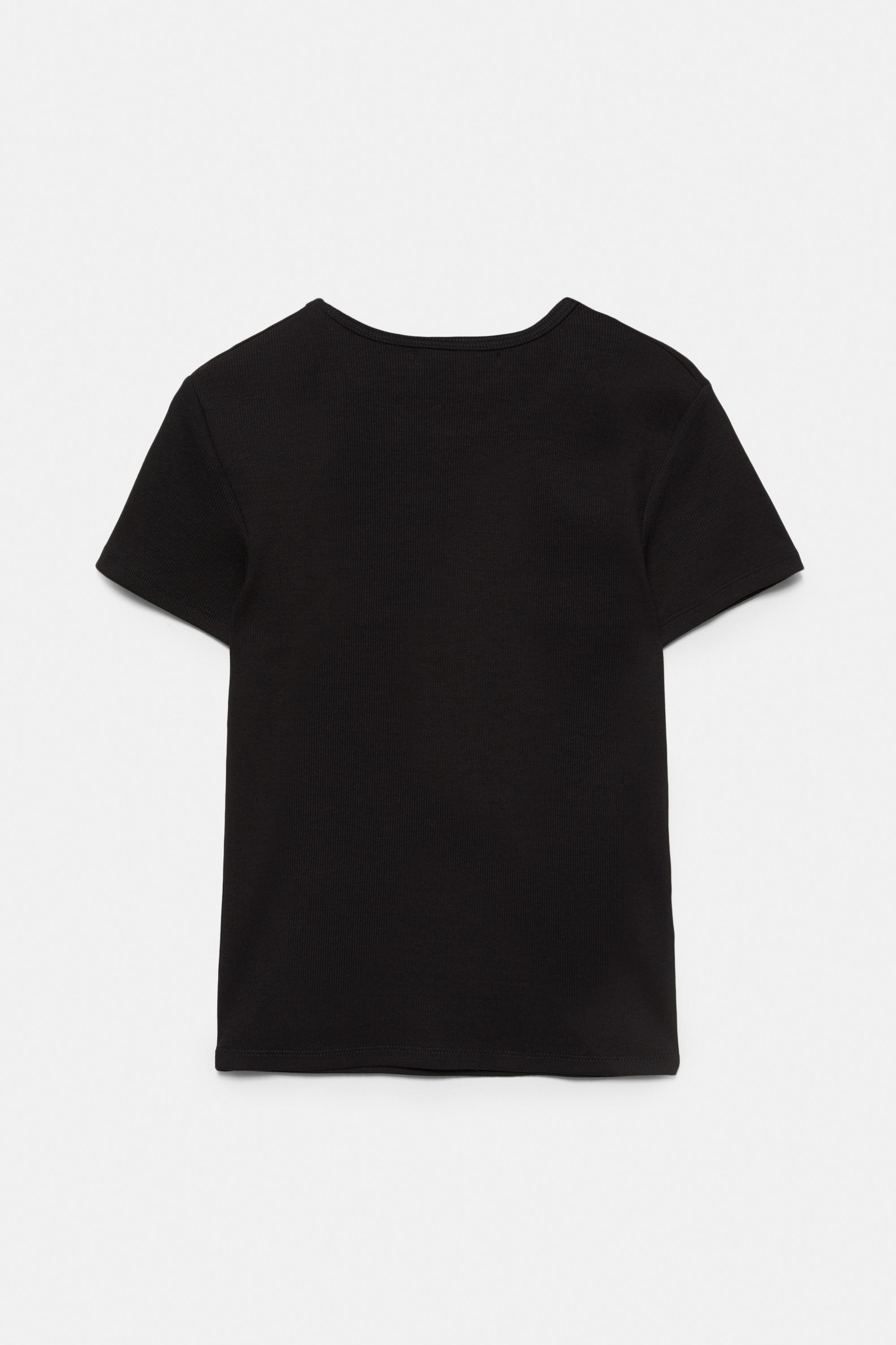 Ribbed short sleeve T-shirt — Black