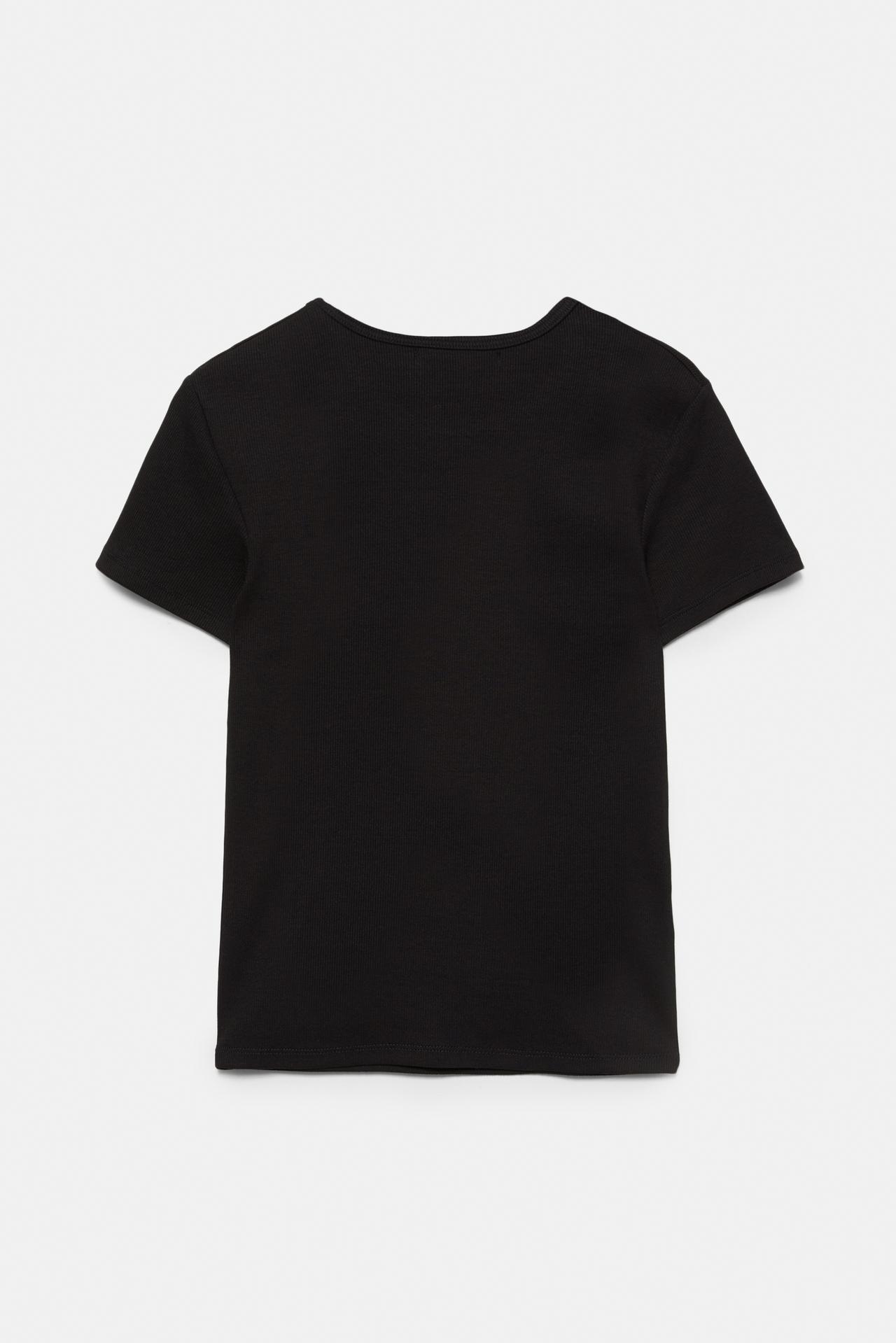 Ribbed short sleeve T-shirt — Black