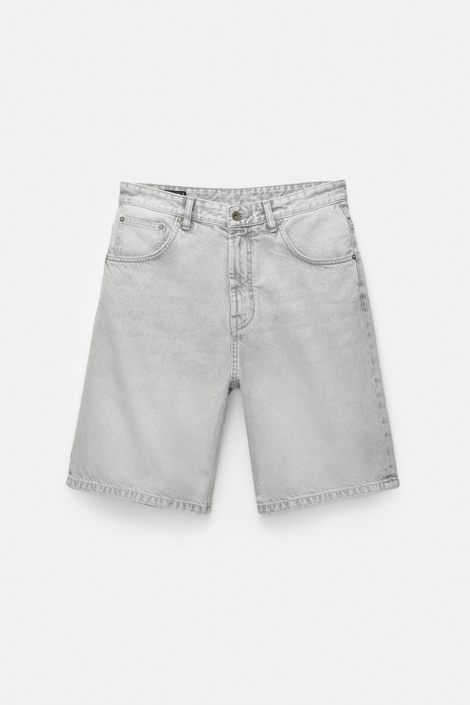 Baggy denim Bermuda shorts — Dark grey