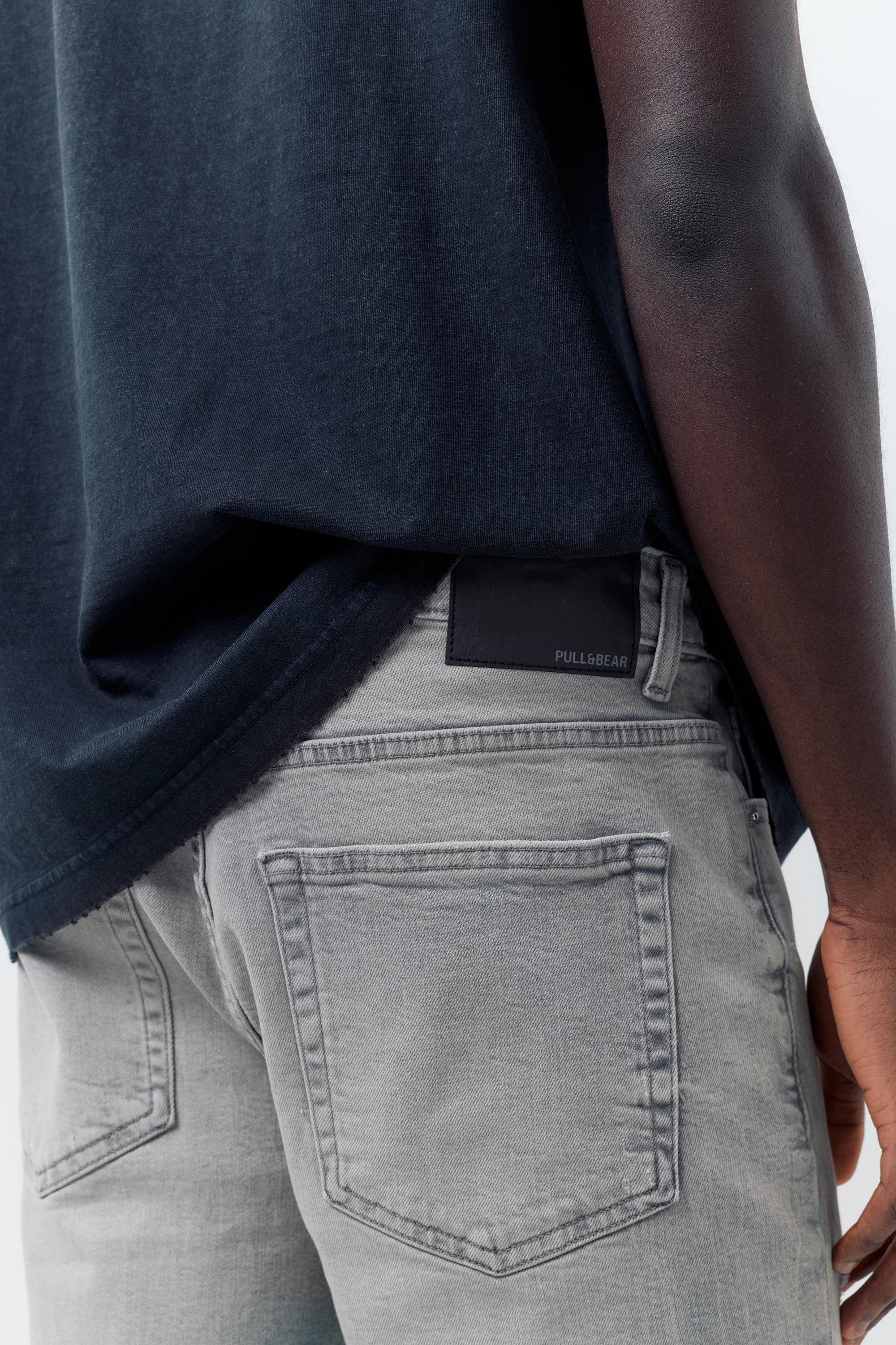Ripped denim Bermuda shorts — Dark grey