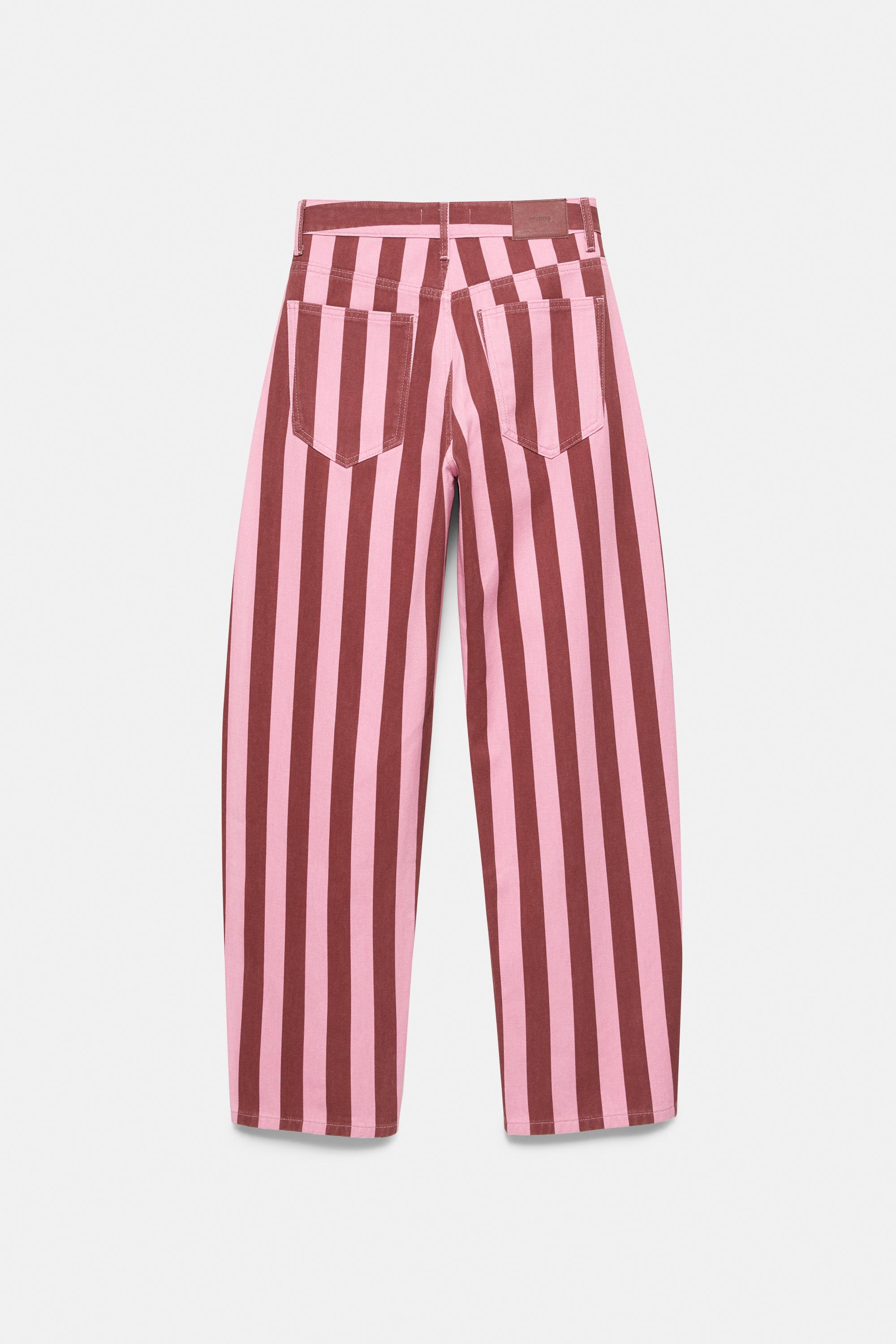 Striped barrel jeans — Pink