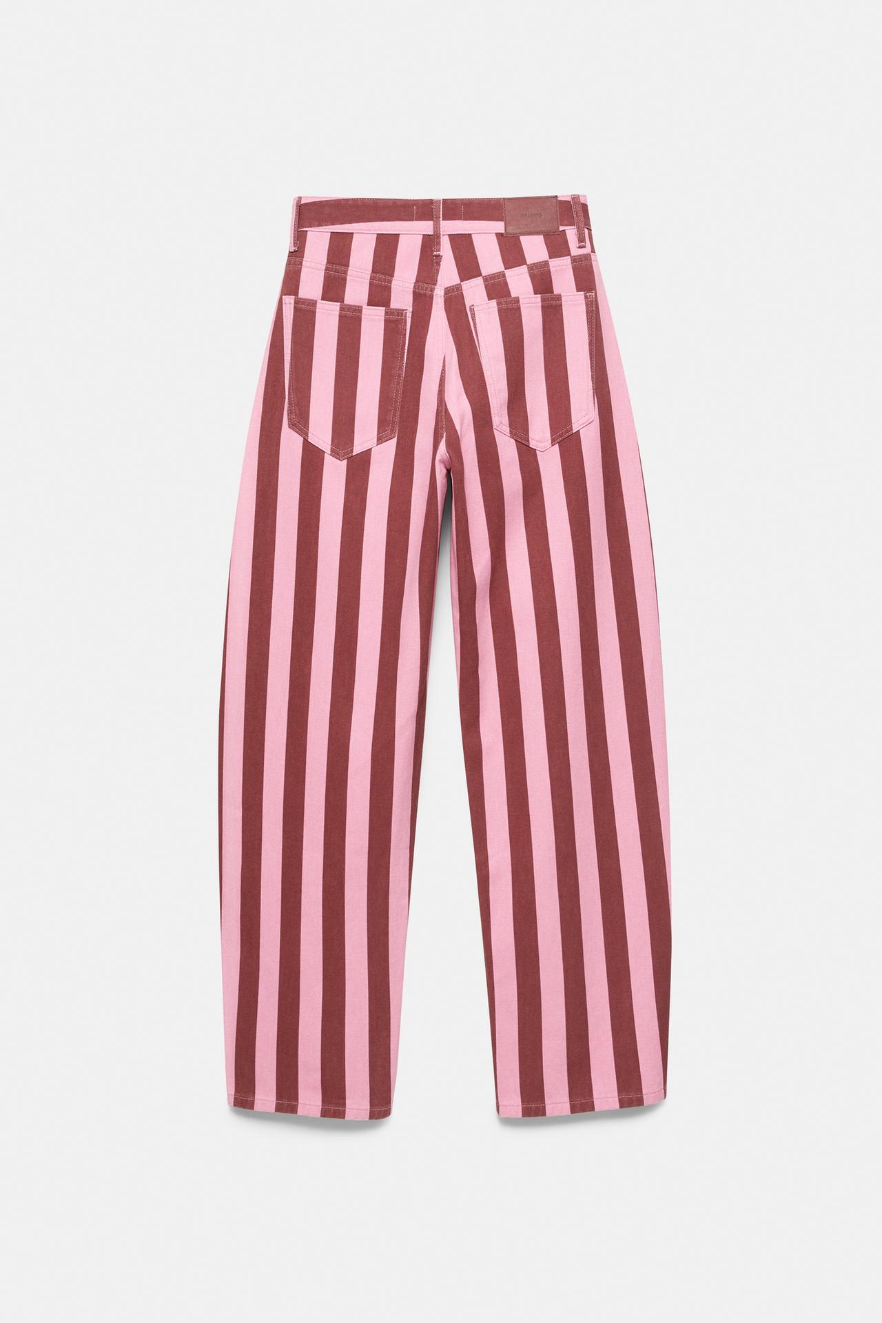 Striped barrel jeans — Pink