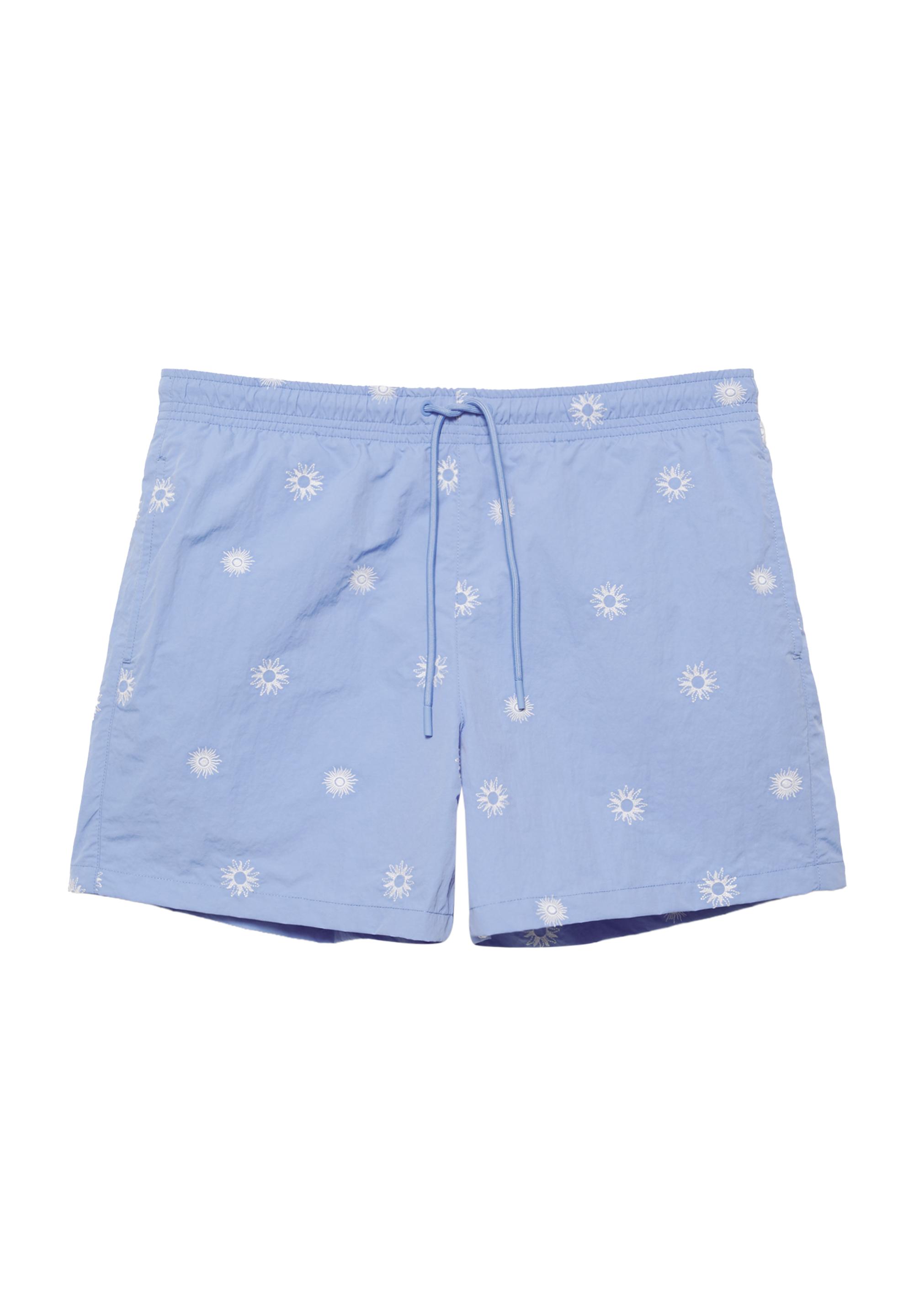 Embroidered board shorts — Pale indigo