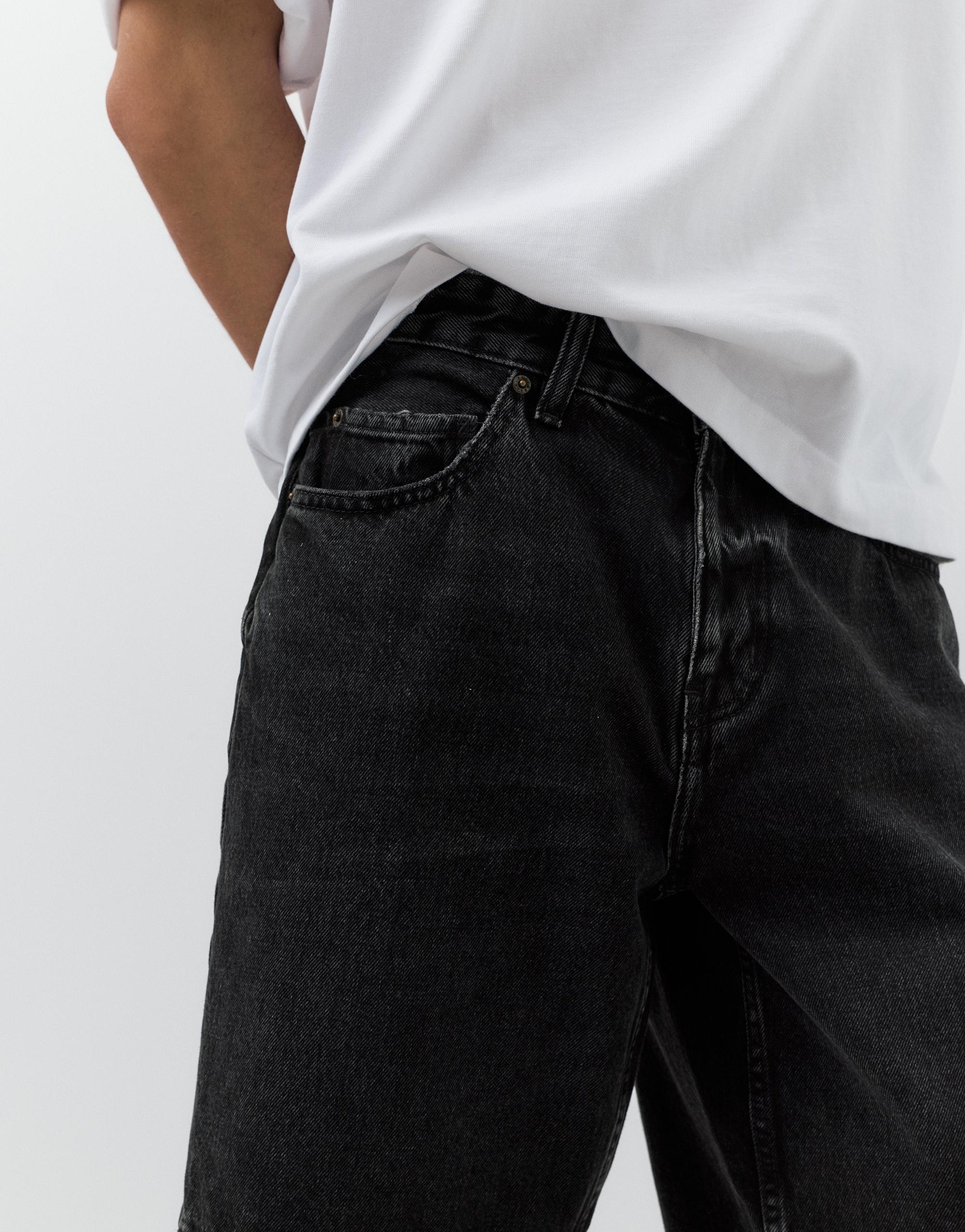 Standard denim Bermuda shorts — Faded black
