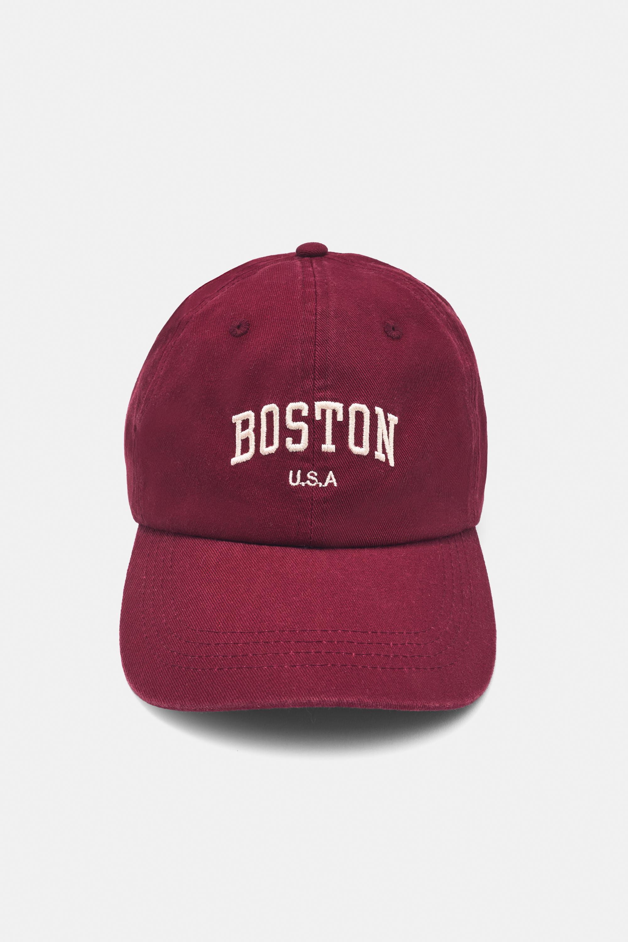Boston embroidered cap — Maroon