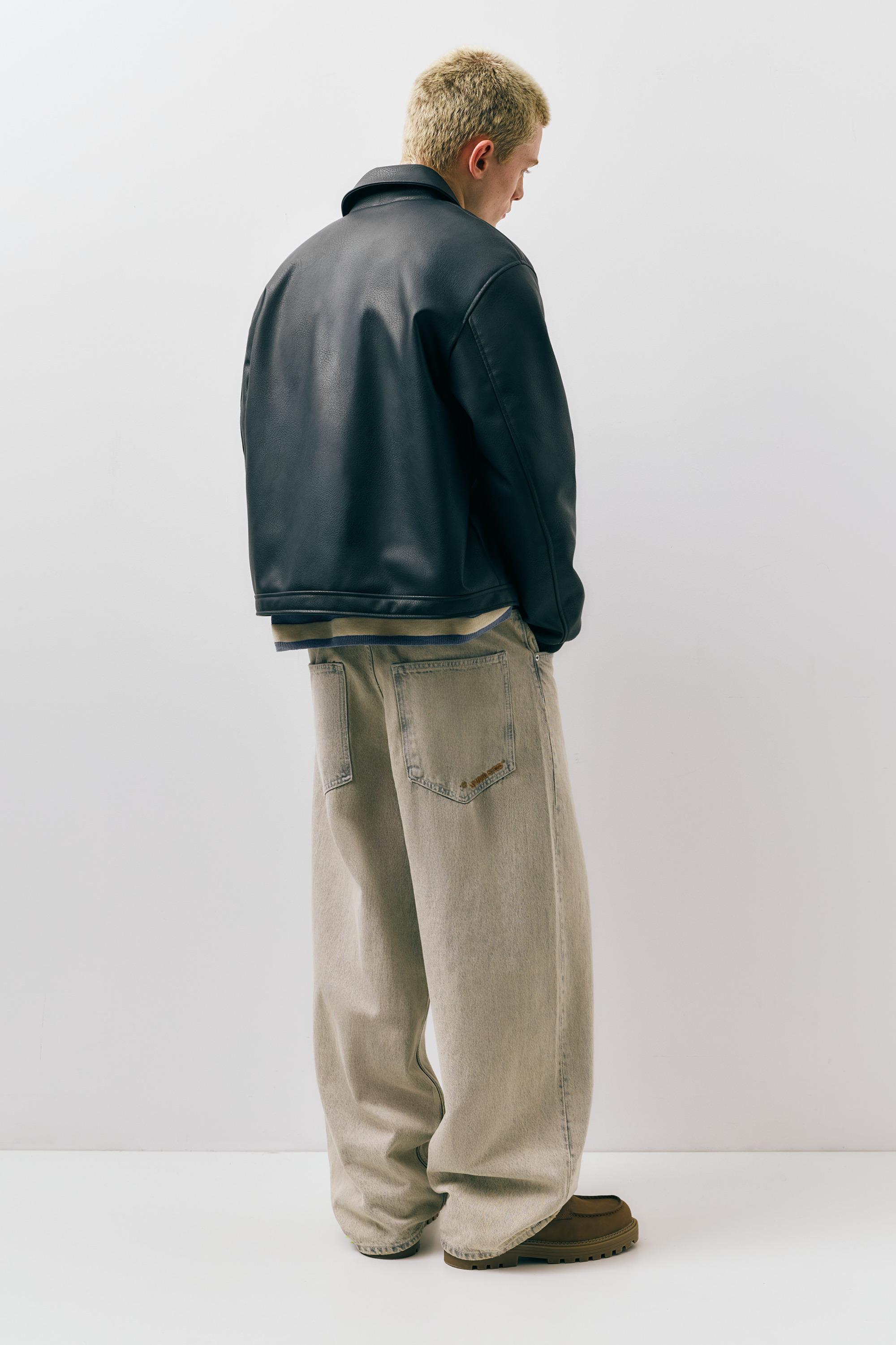 Çiçekli suni deri ceket - Görsel 6