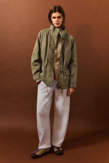 Short parka with a high neck — Dark khaki 6