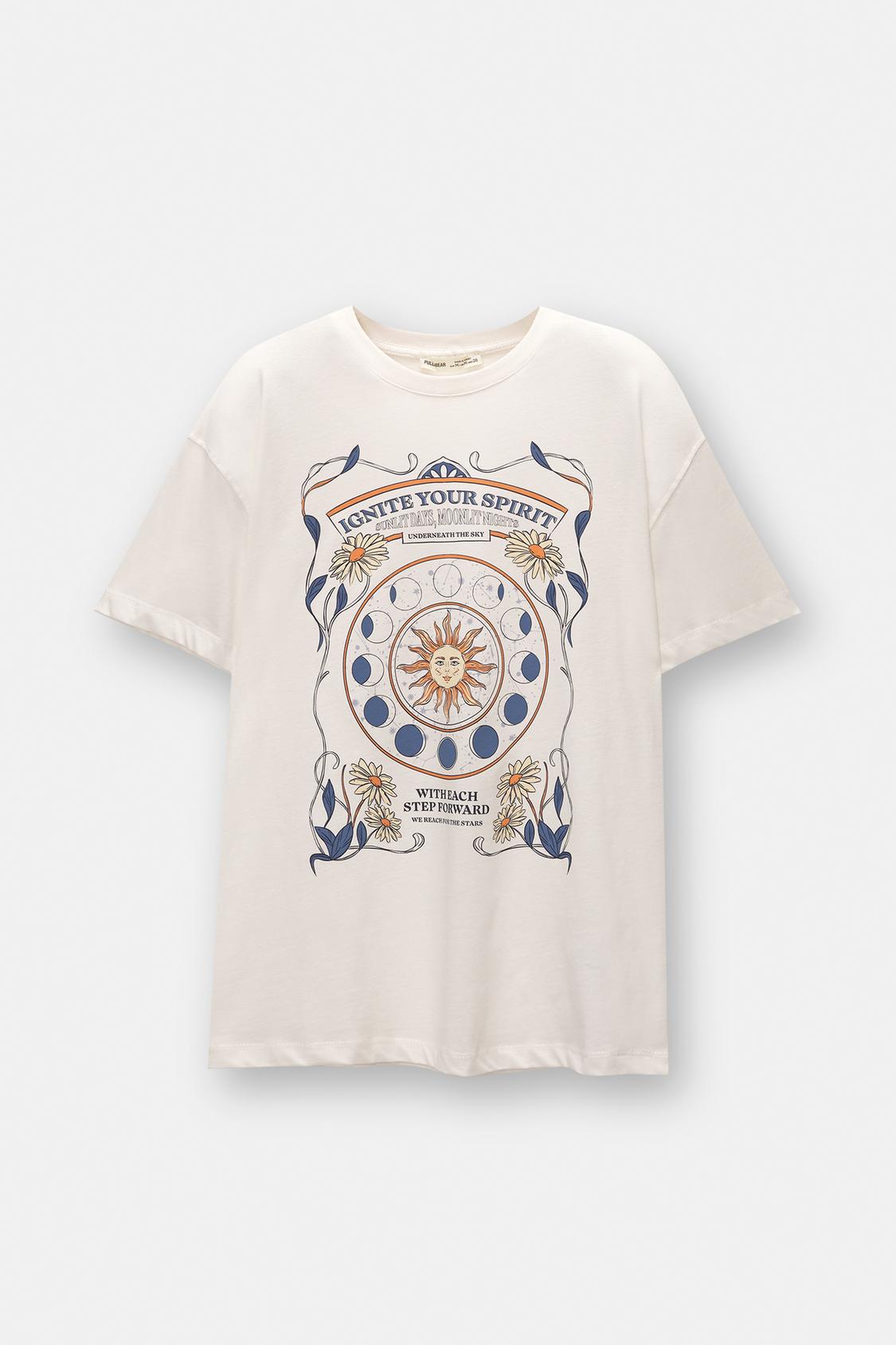 Kurzärmeliges esoterisches T-Shirt mit Sonne - PULL&BEAR 