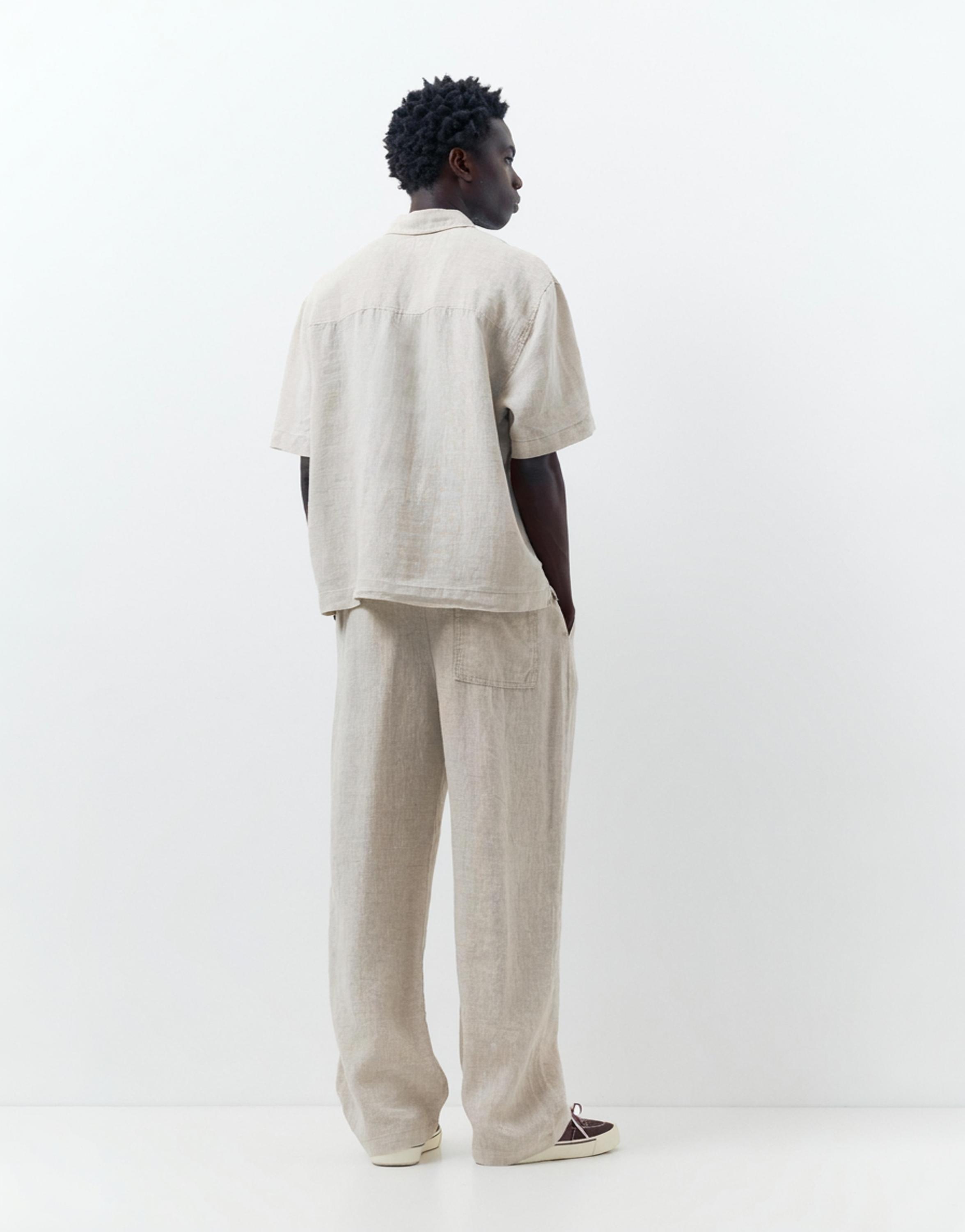100% linen jogger trousers — Beige