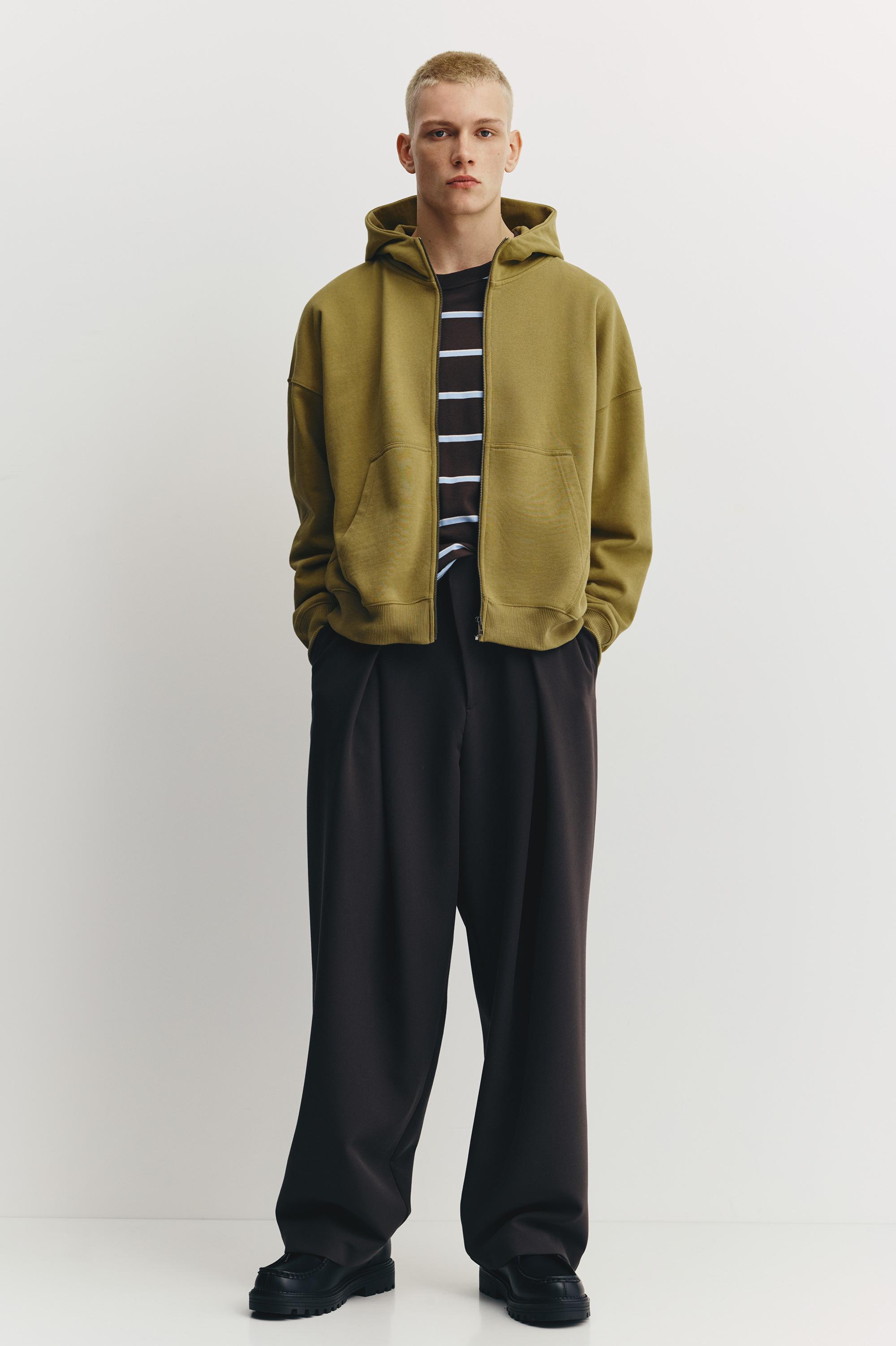 Boxy hoodie with zipper — Lime