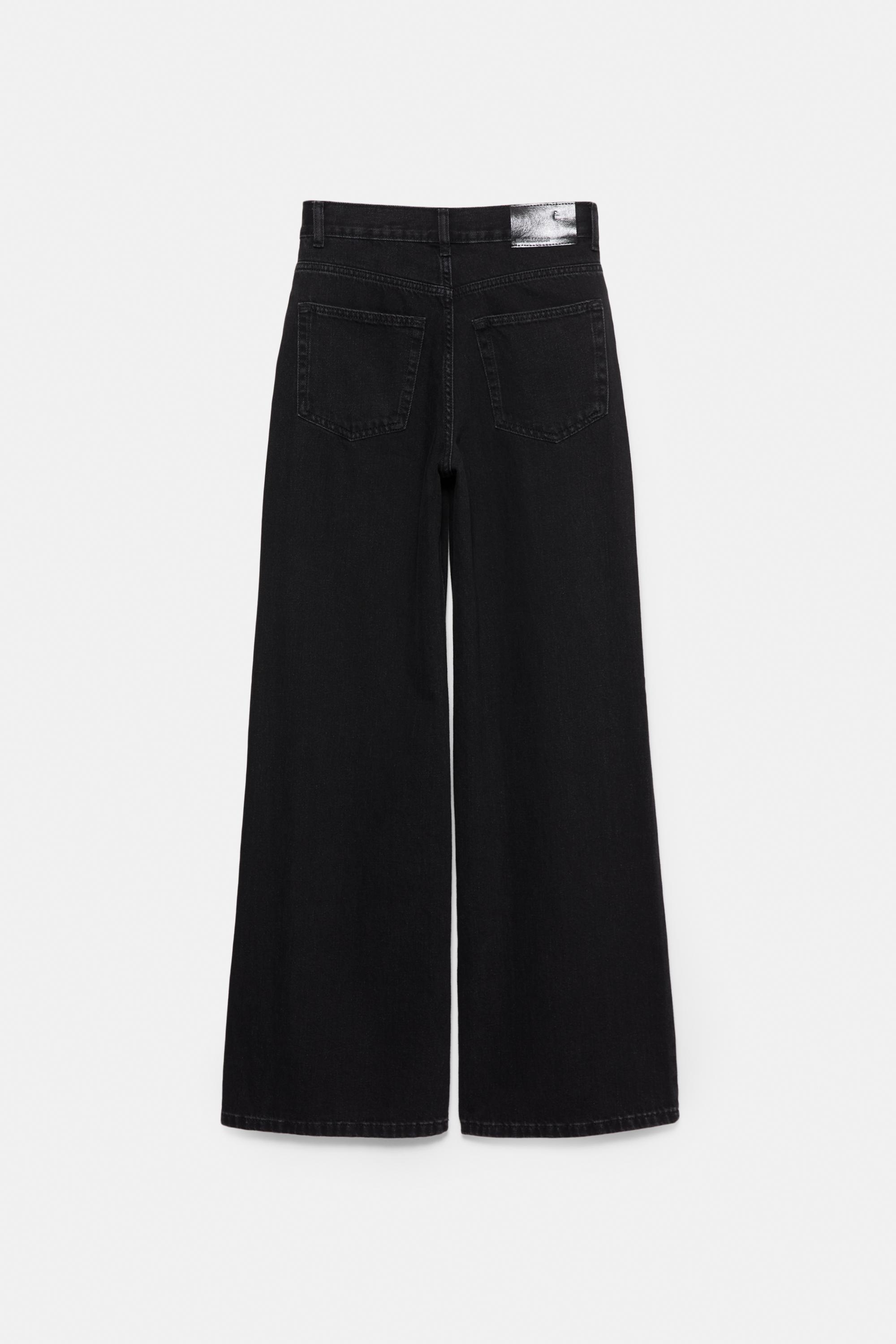 Wide leg jeans with crossover waistband — Black