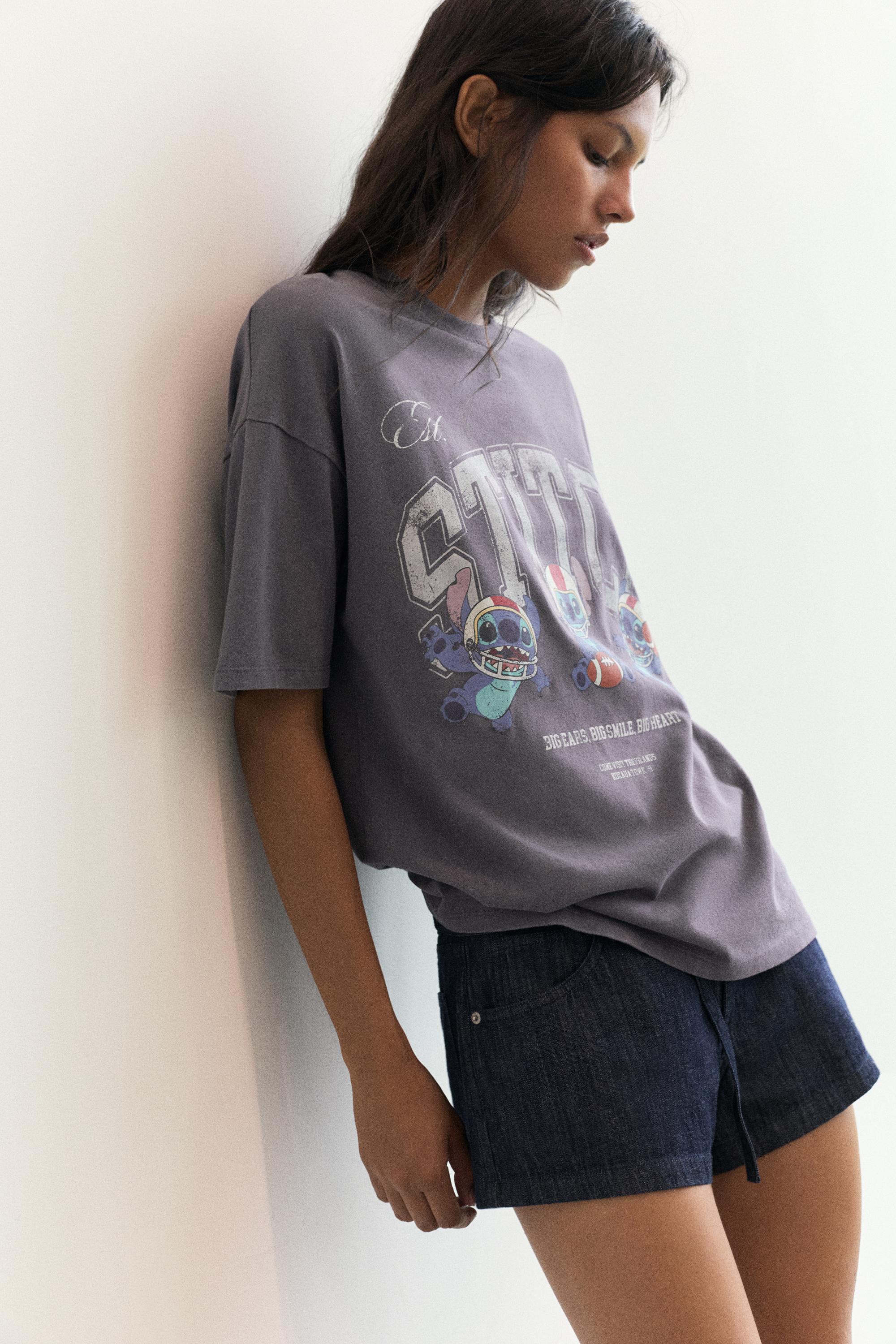 Lilo & Stitch cropped T-shirt — Faded black