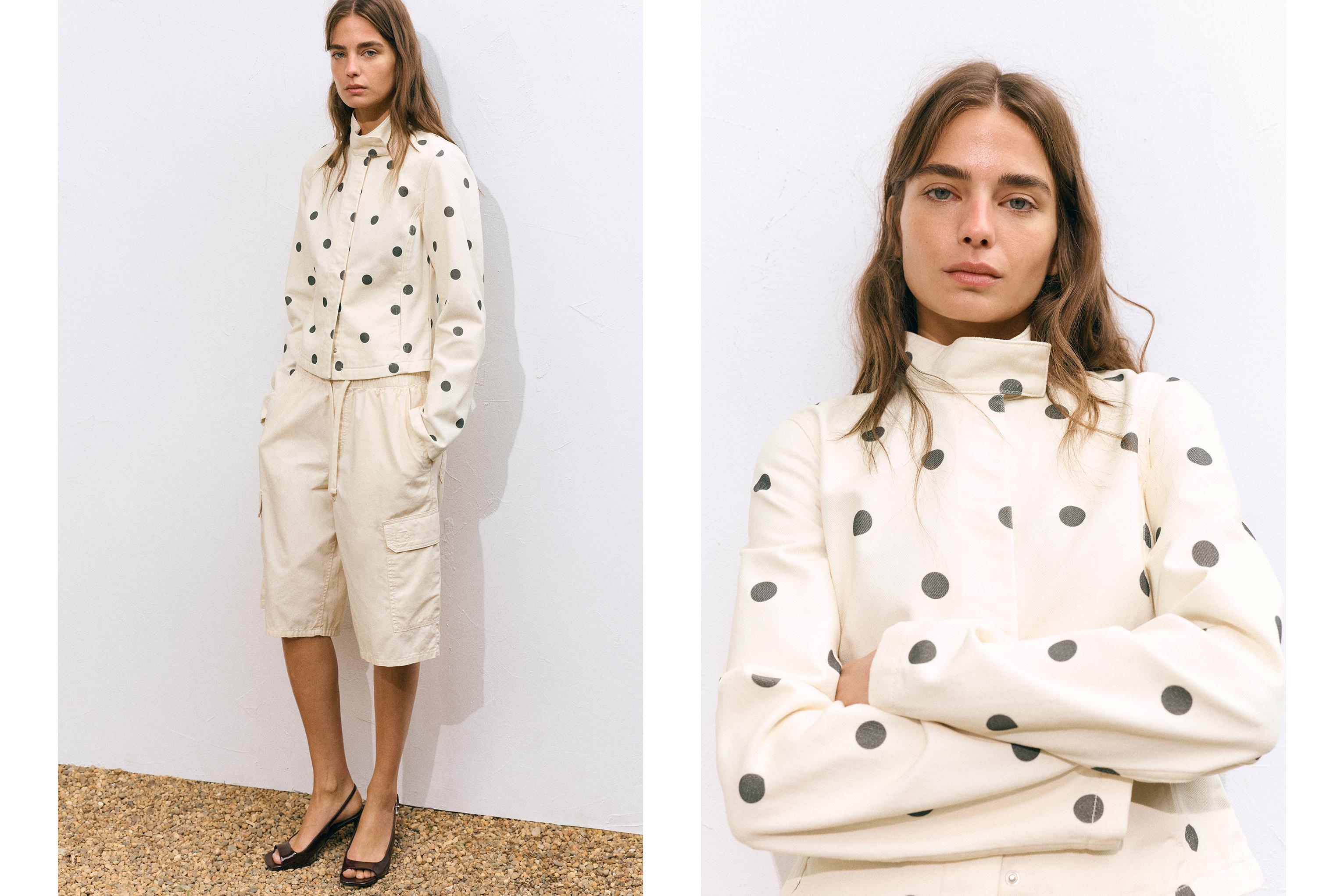 Fitted polka dot jacket — Ecru