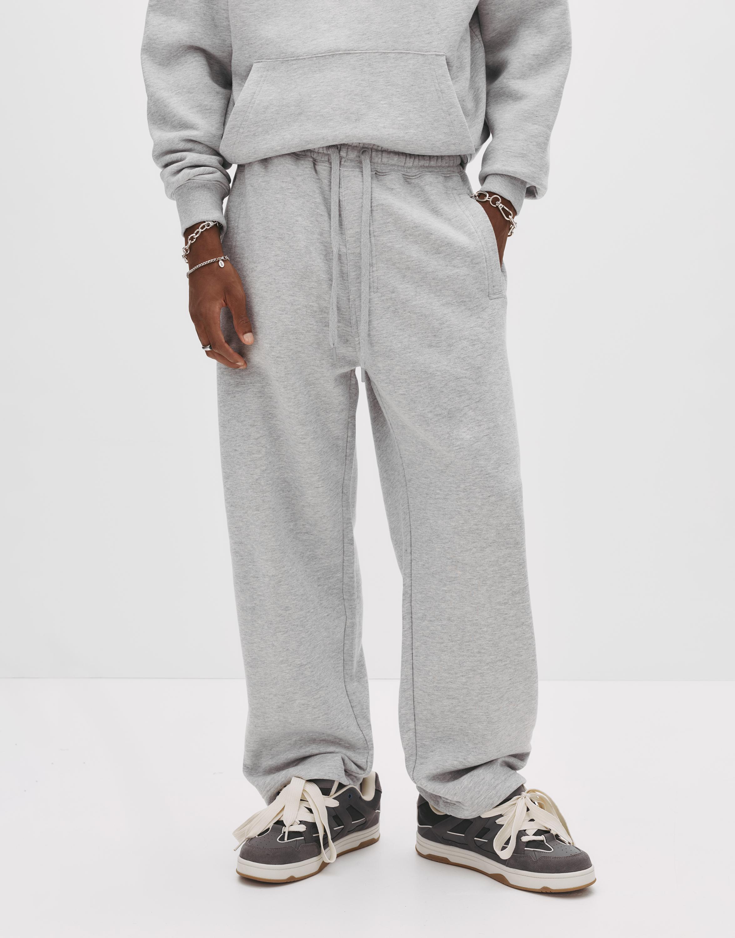 Basic baggy tracksuit bottoms — Grey marl