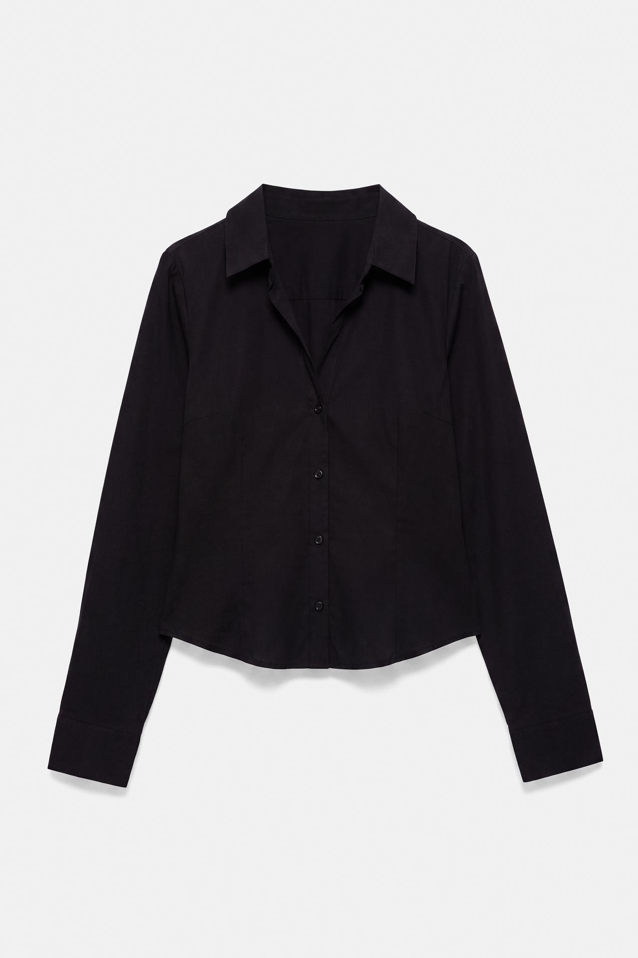 Fitted wide-cuff shirt — Black