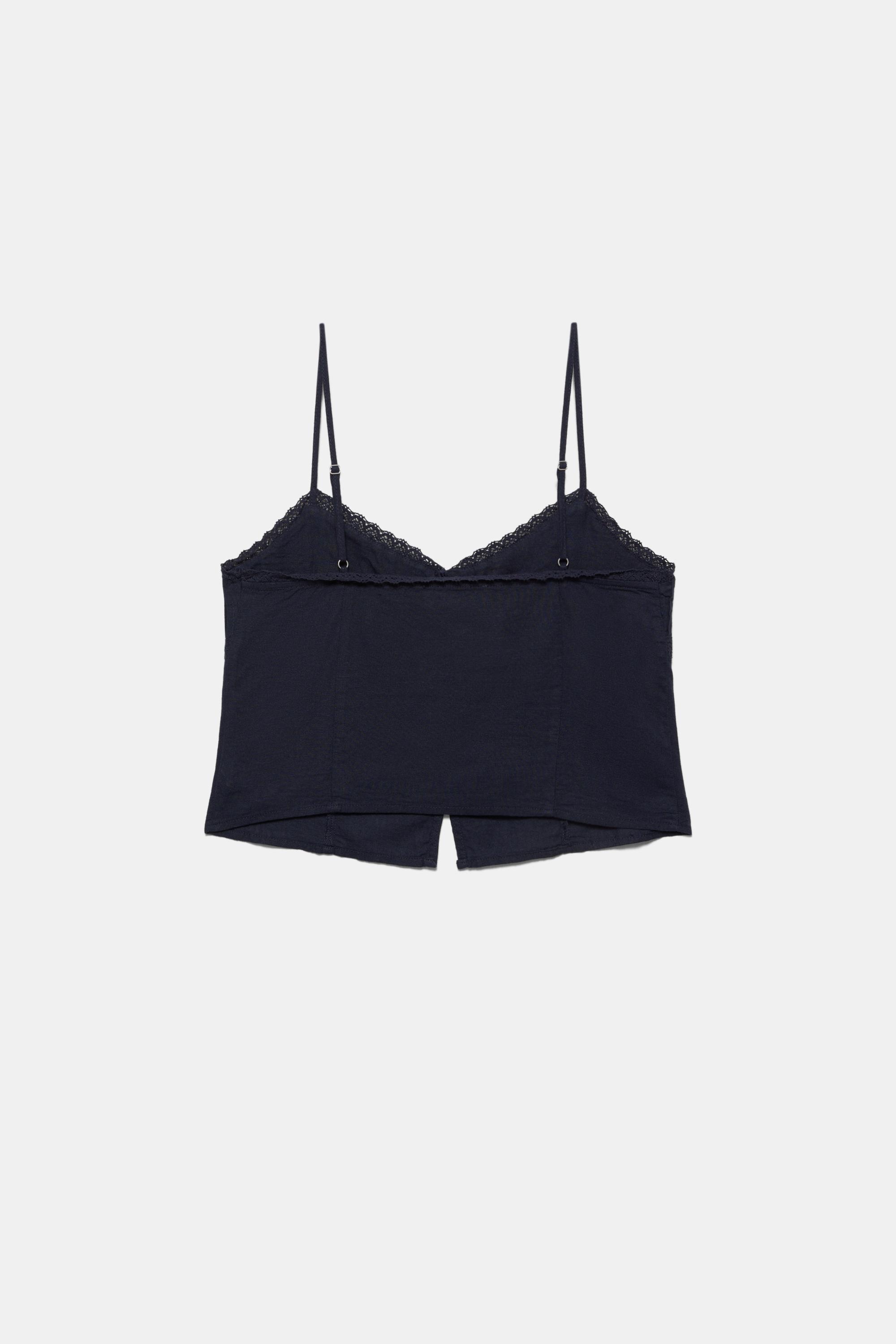 Linen blend camisole top — Navy