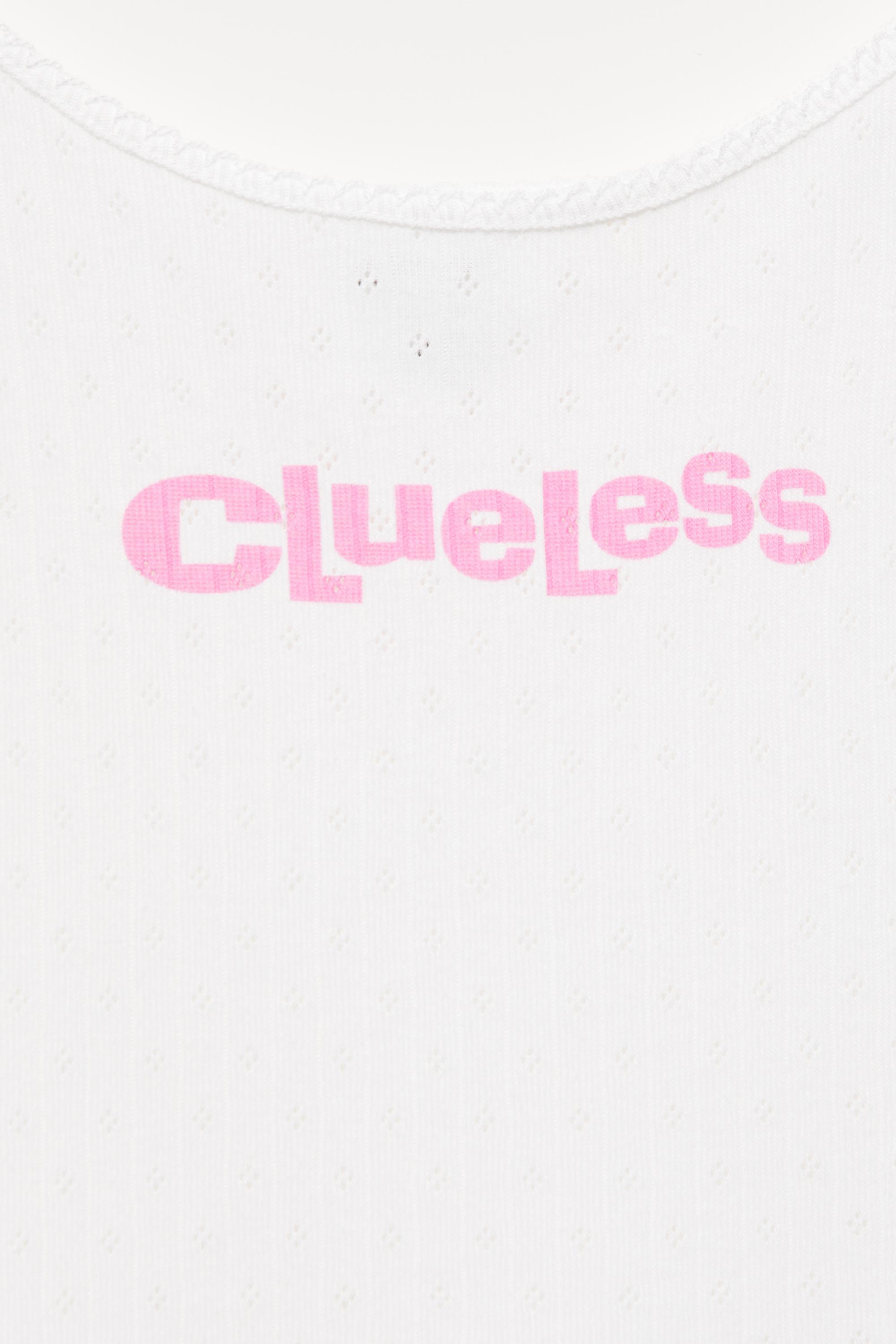 Clueless pointelle strappy top — White
