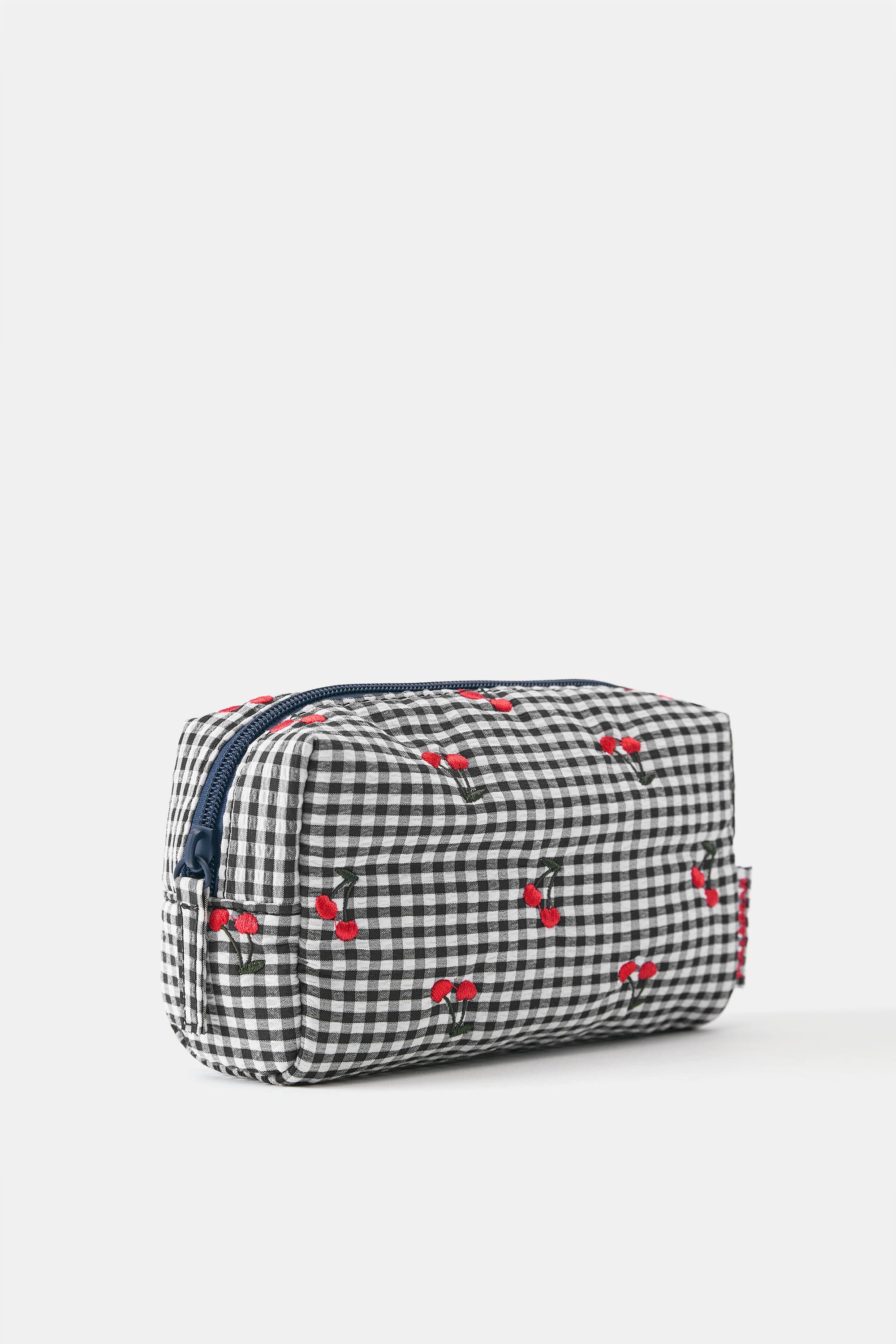 Gingham fruit wash bag — Blue
