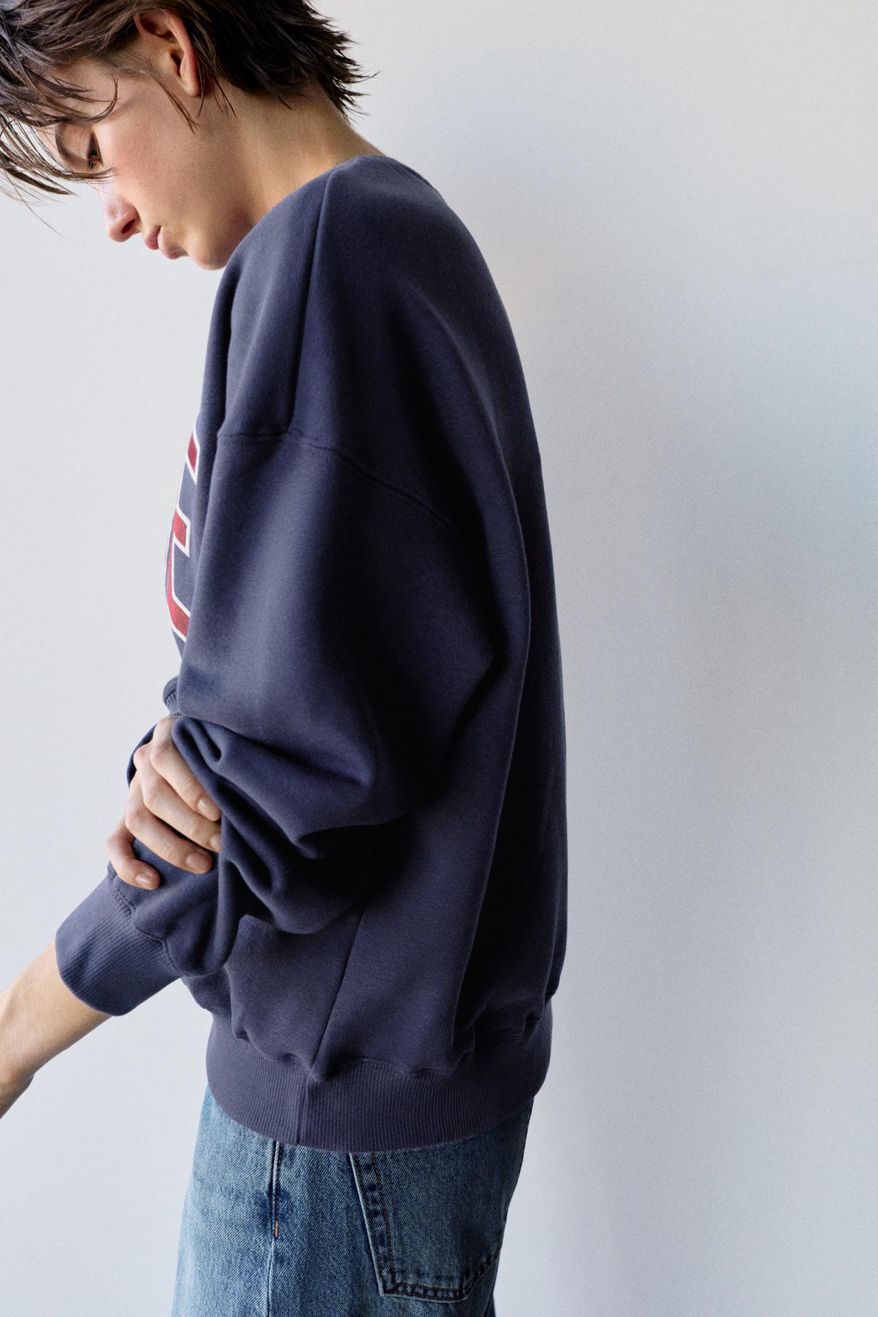 Graphic round neck sweatshirt — Navy