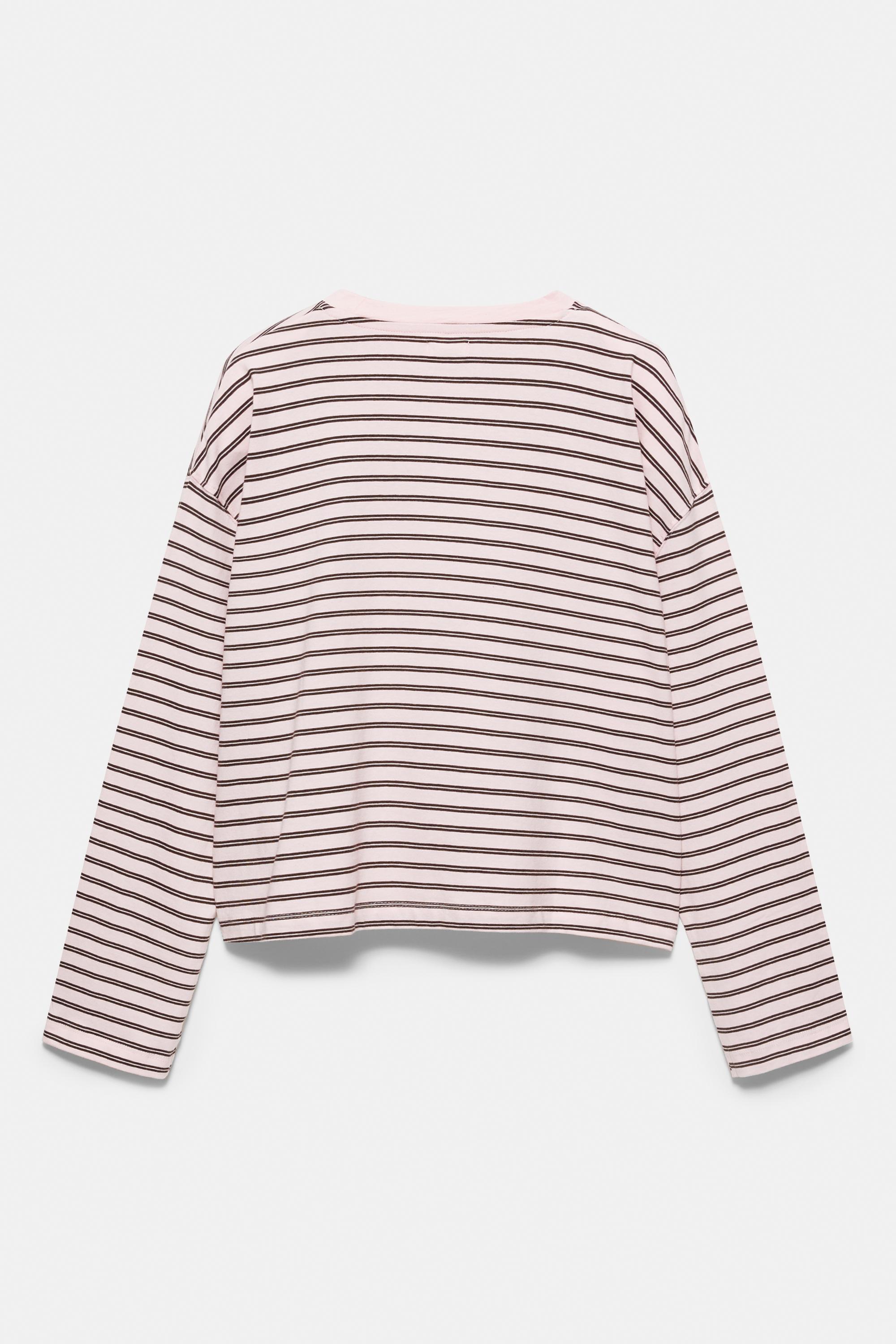 Boxy-fit long sleeve T-shirt — Striped