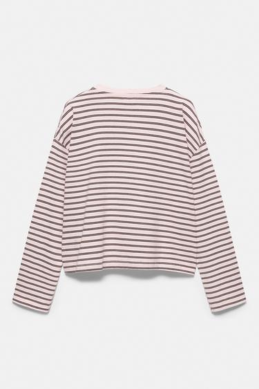 Boxy-fit long sleeve T-shirt — Striped 7