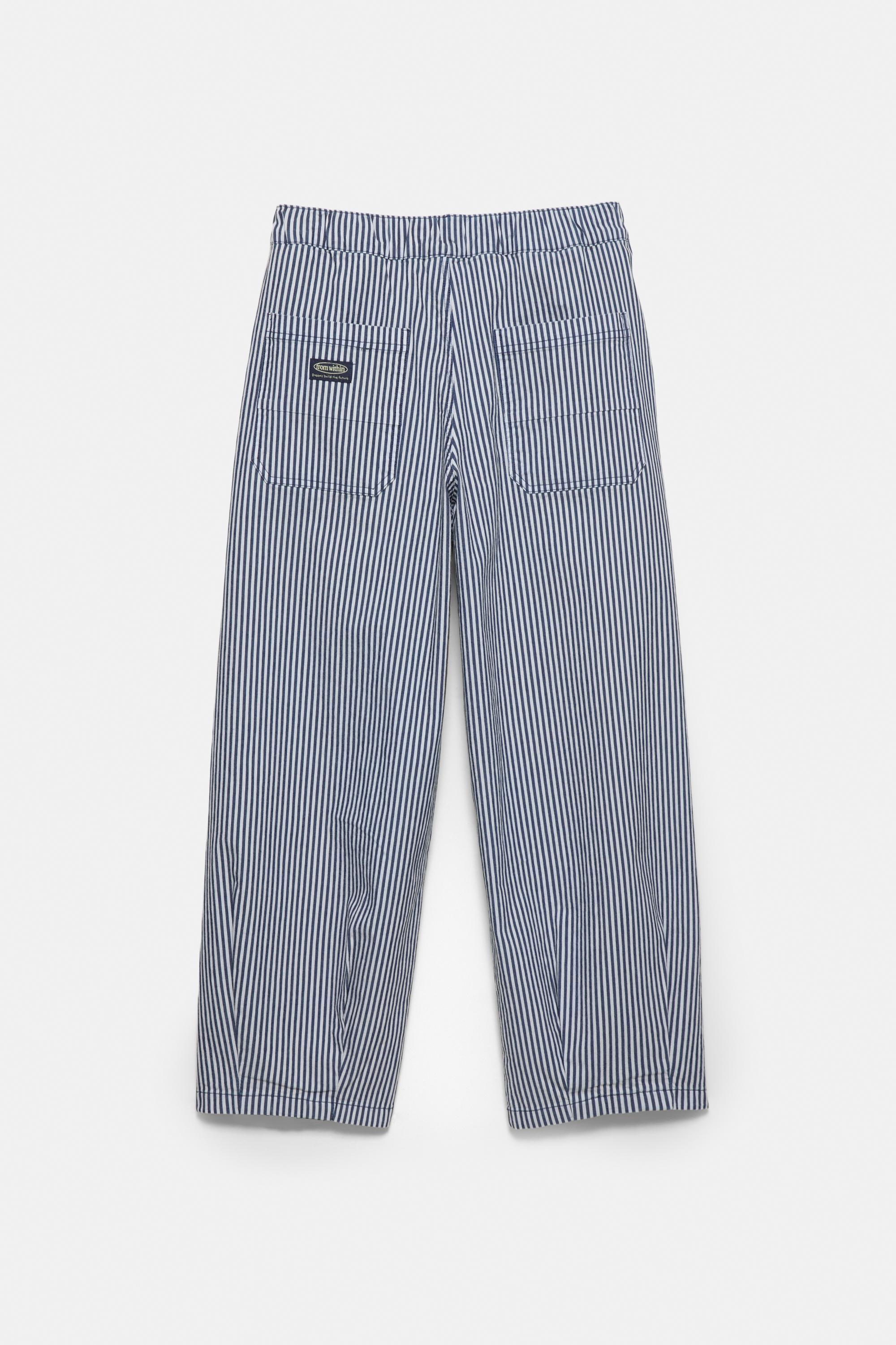 Striped barrel trousers — Navy