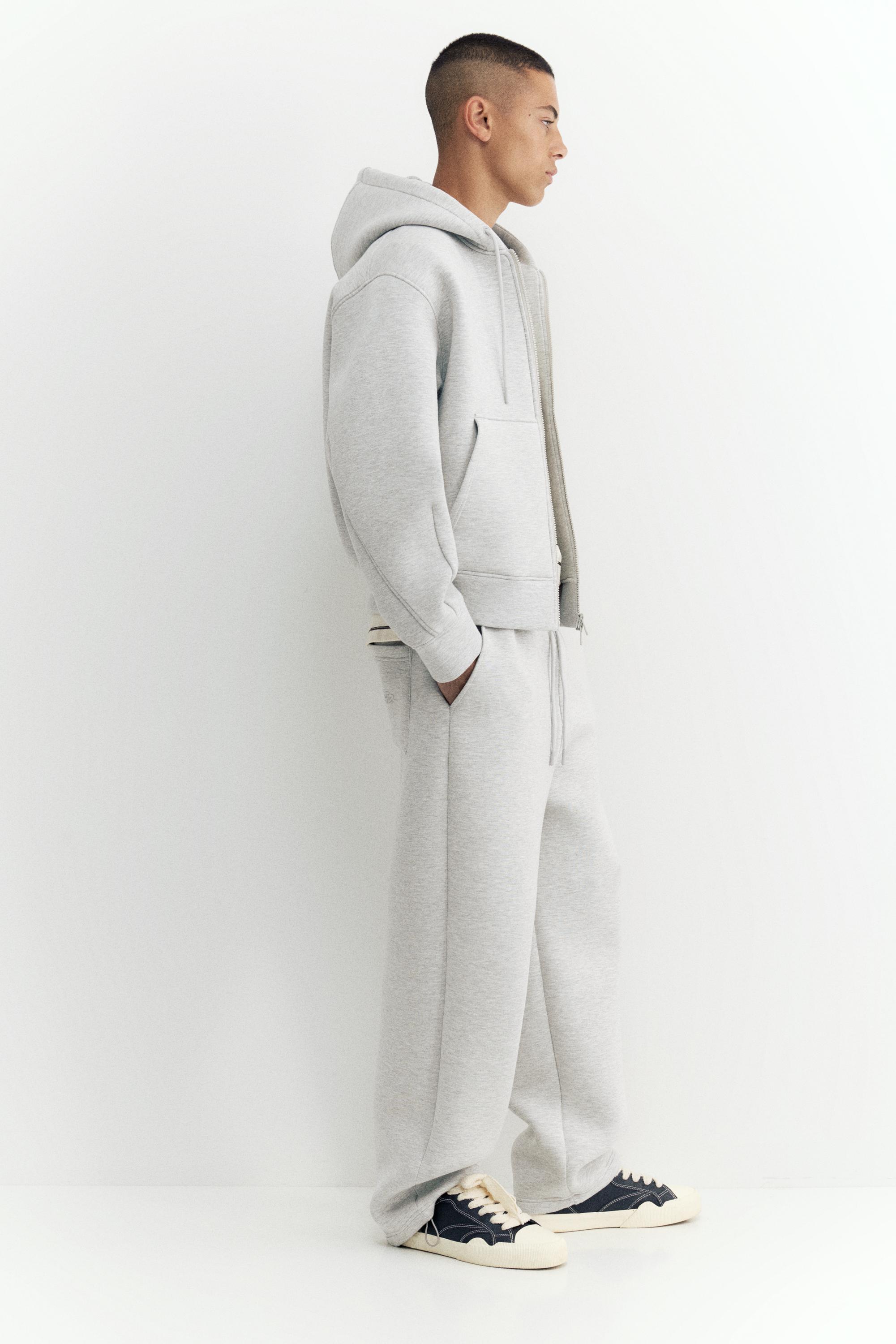 Neoprene-effect baggy trousers — Grey marl