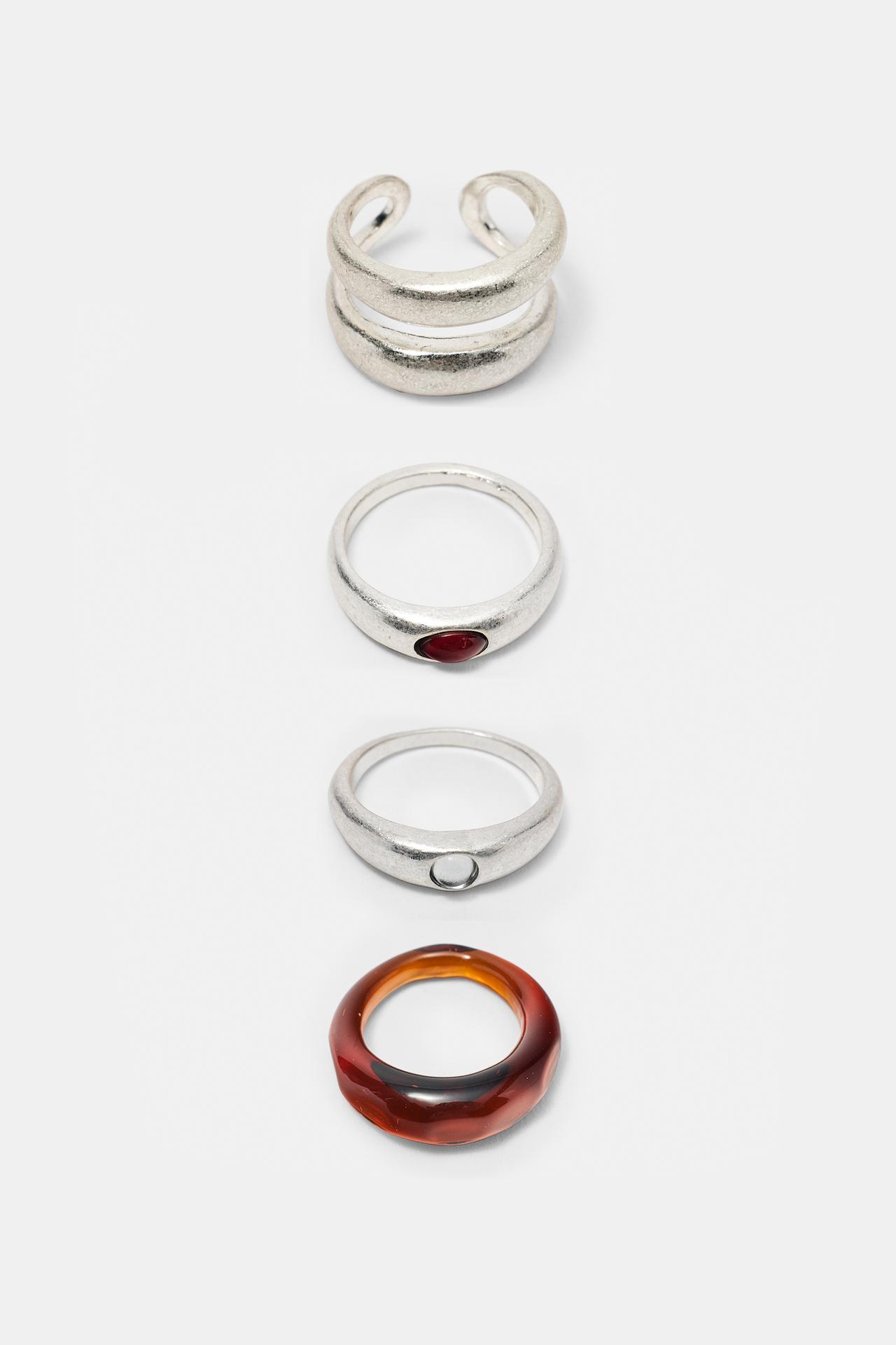 Pack of 6 mixed rings — Silver