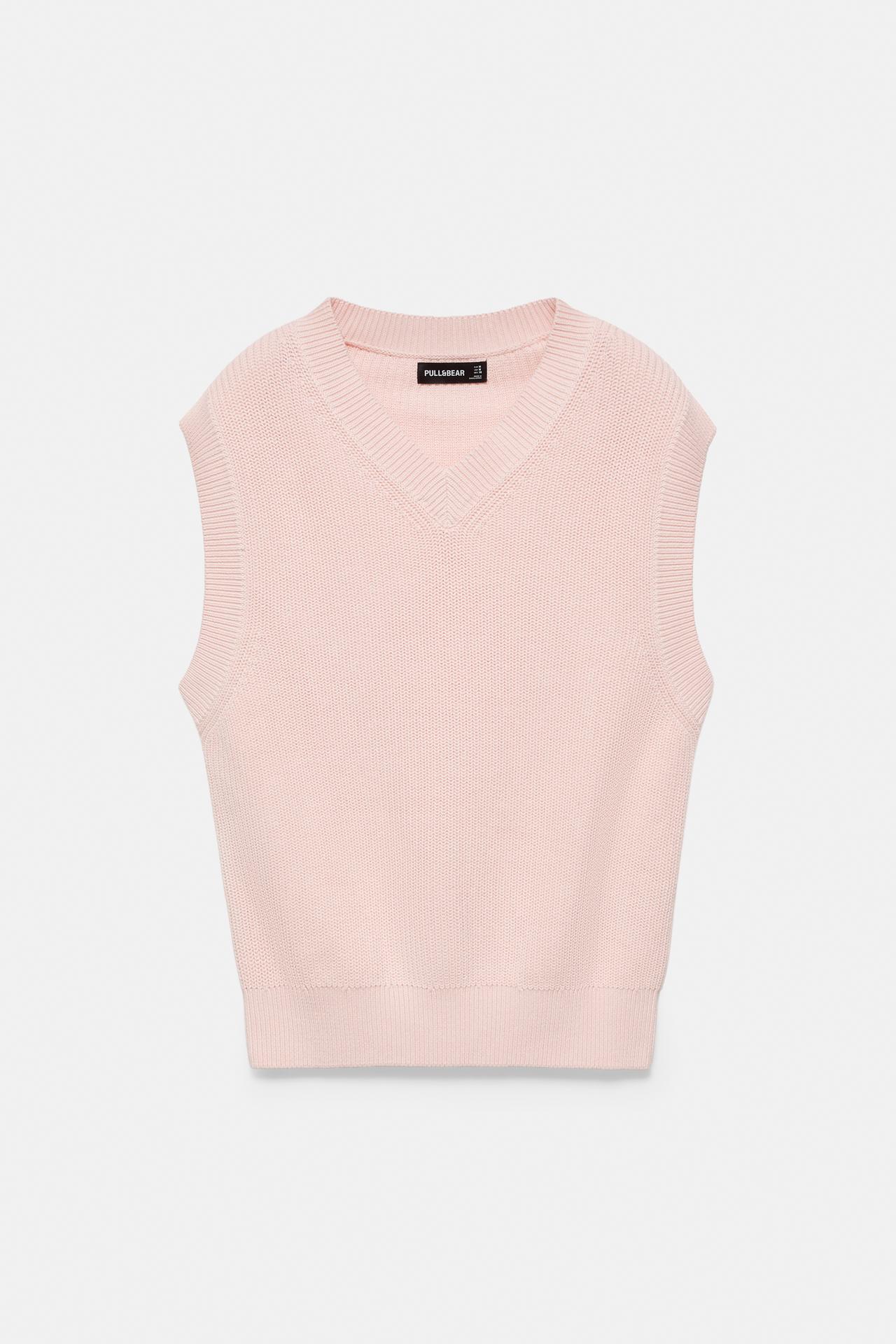 Knit vest — Pastel pink