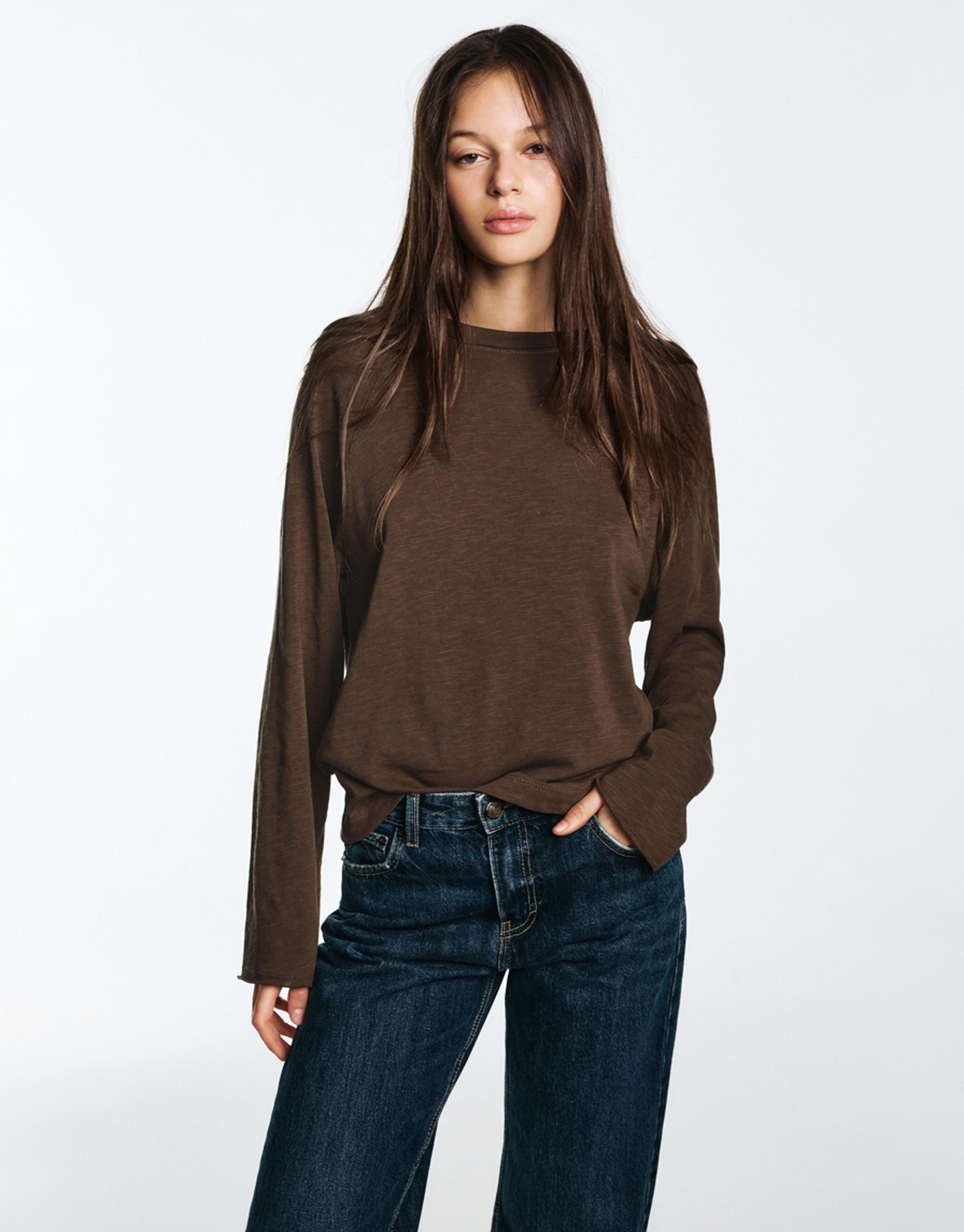 Long sleeve raglan T-shirt — Brown