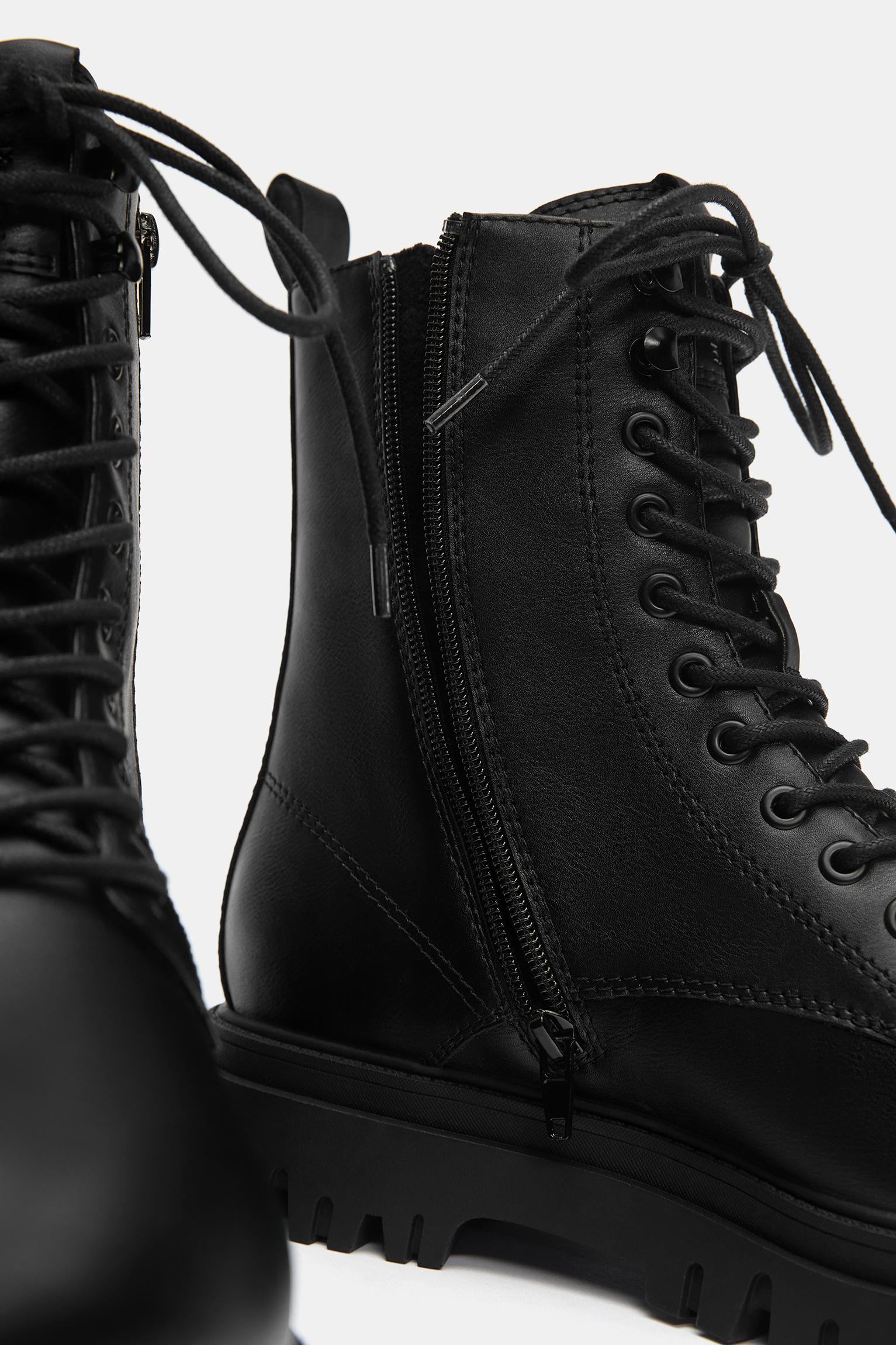Lace-up lined boots — Black
