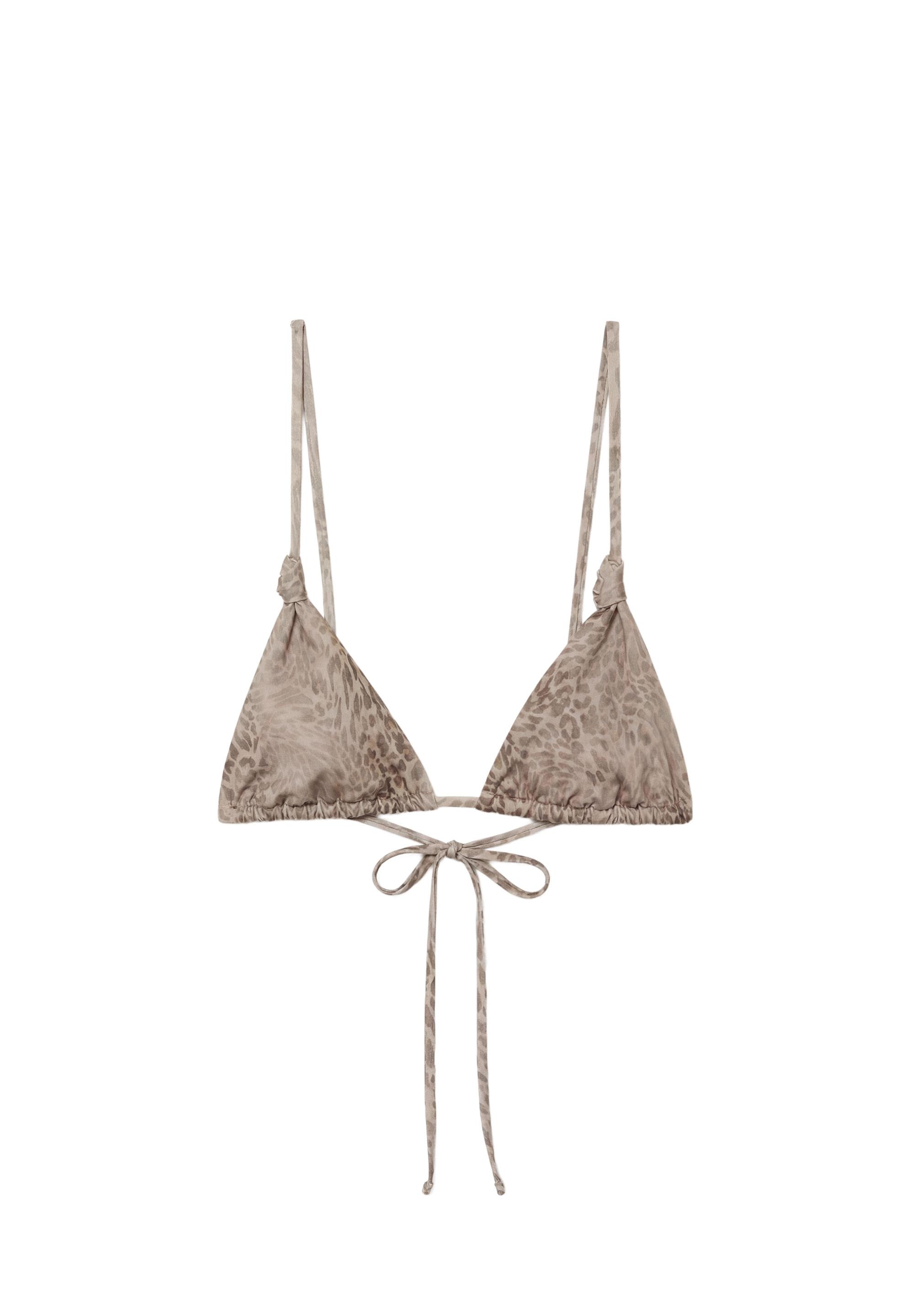Leopard print triangle bikini top — Pink