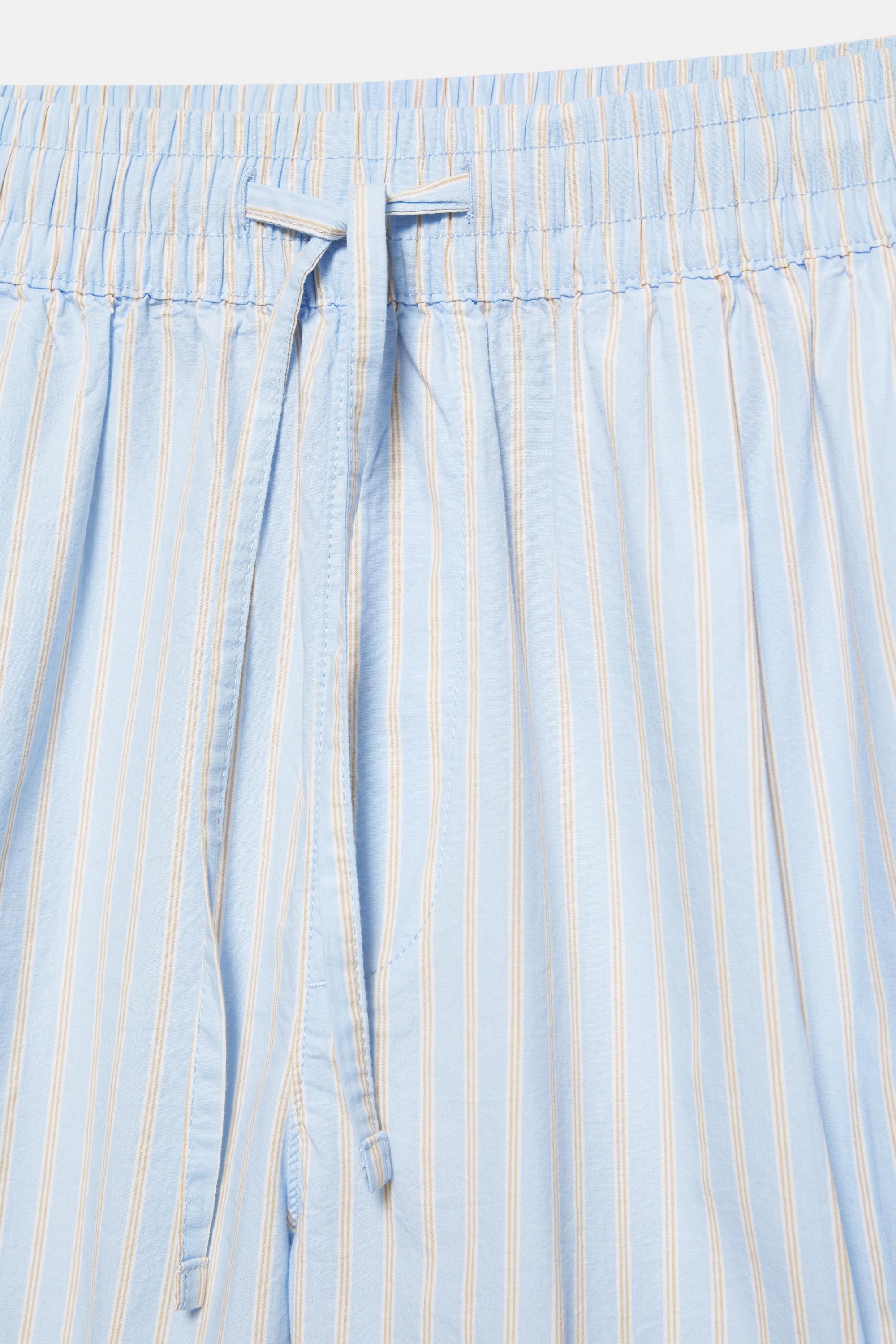 Striped pyjama-style Bermuda shorts — Sky blue