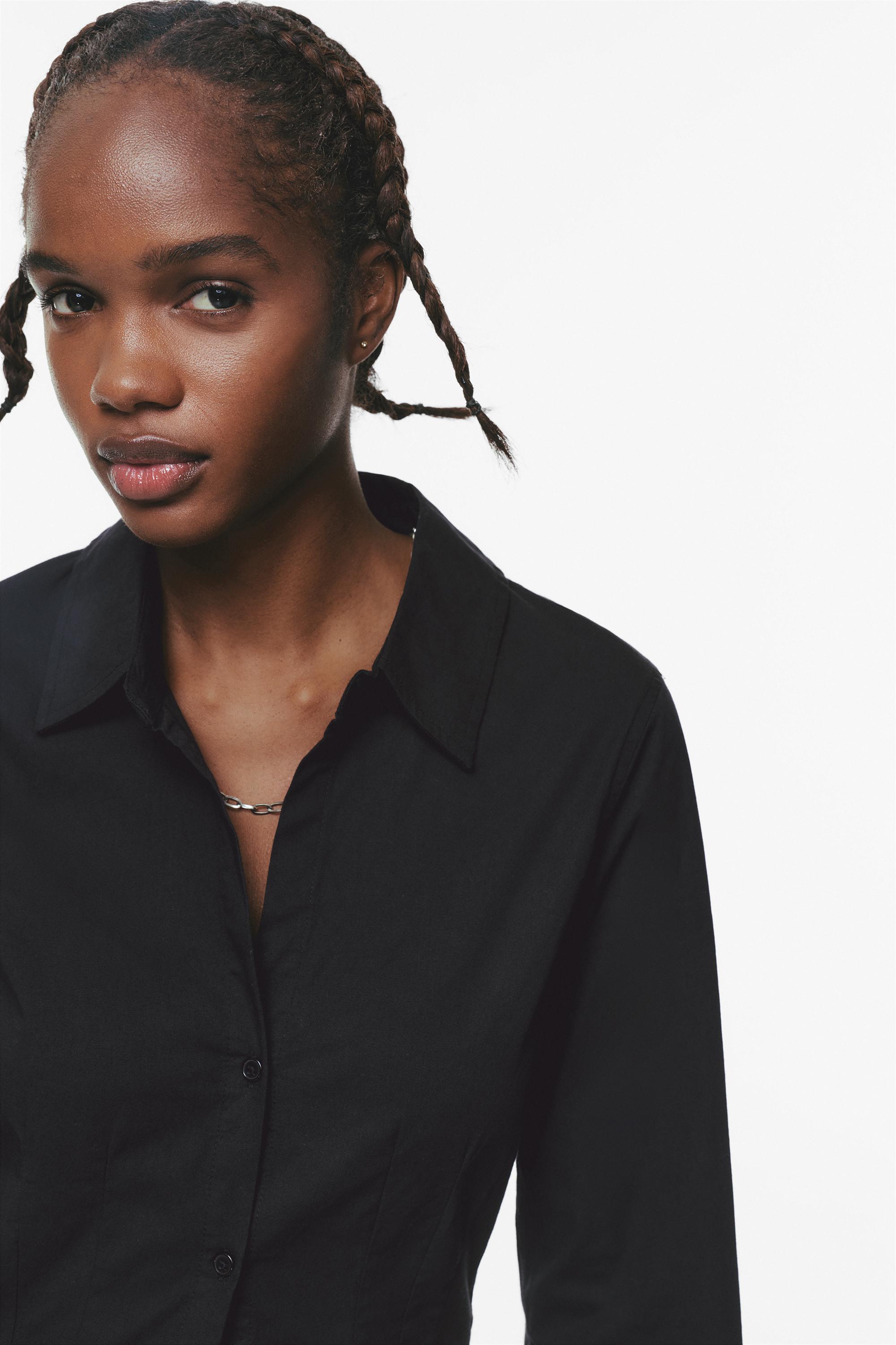 Poplin yırtmaçlı dar kesim gömlek - Görsel 25