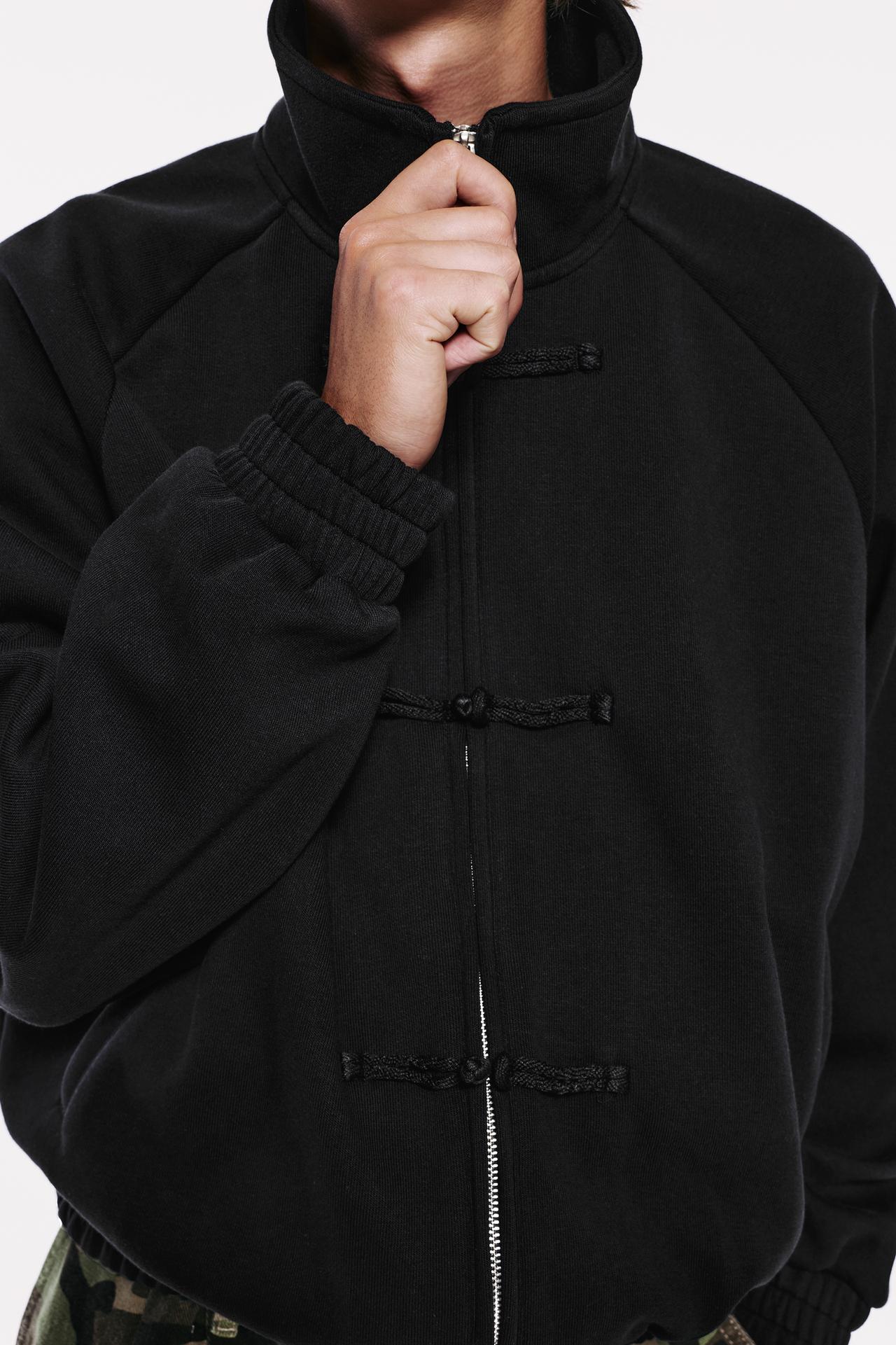 Zip-up sweatshirt with fireman clasp — Black