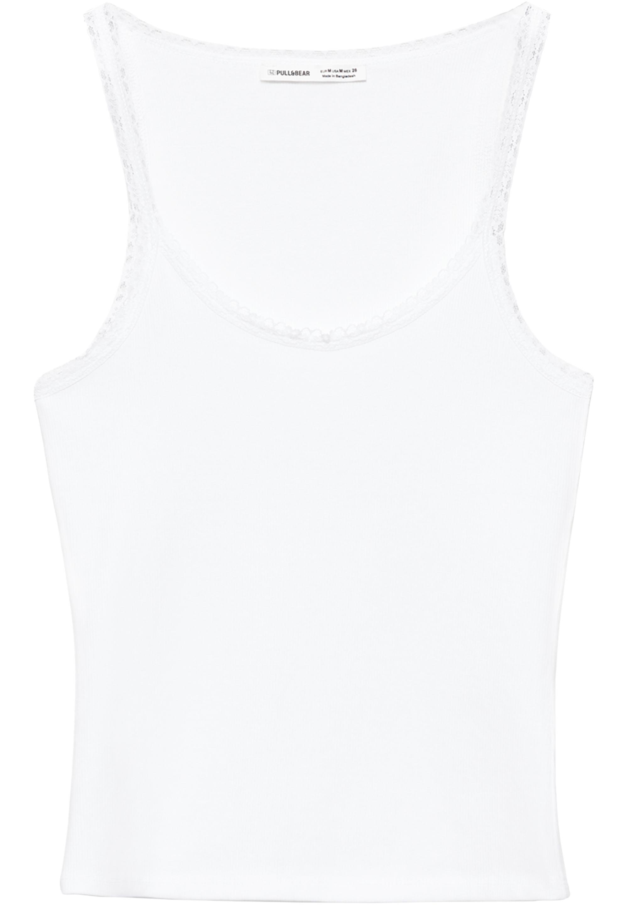 Lace-trim tank top — White