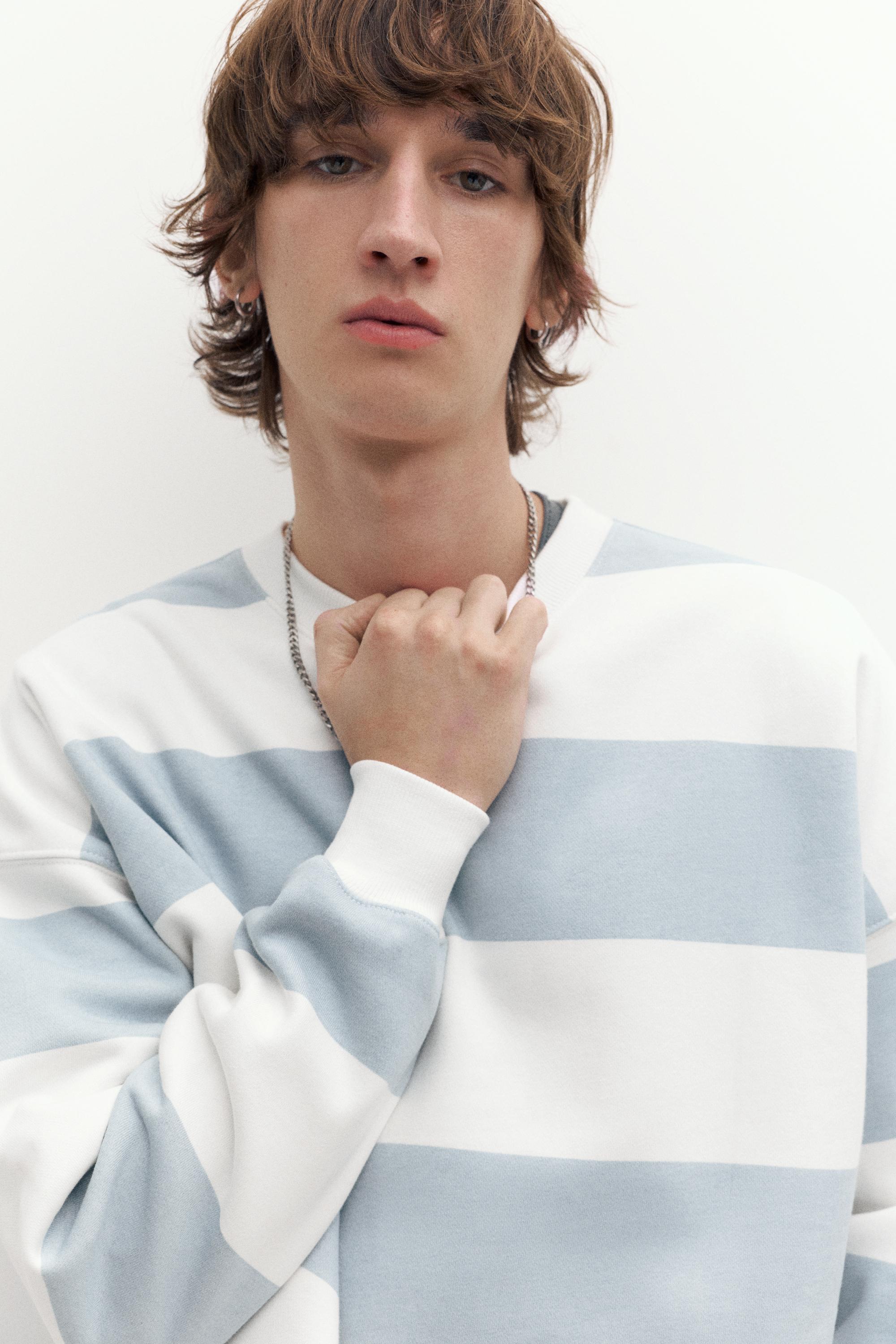 Bisiklet yaka çizgili sweatshirt - Görsel 7