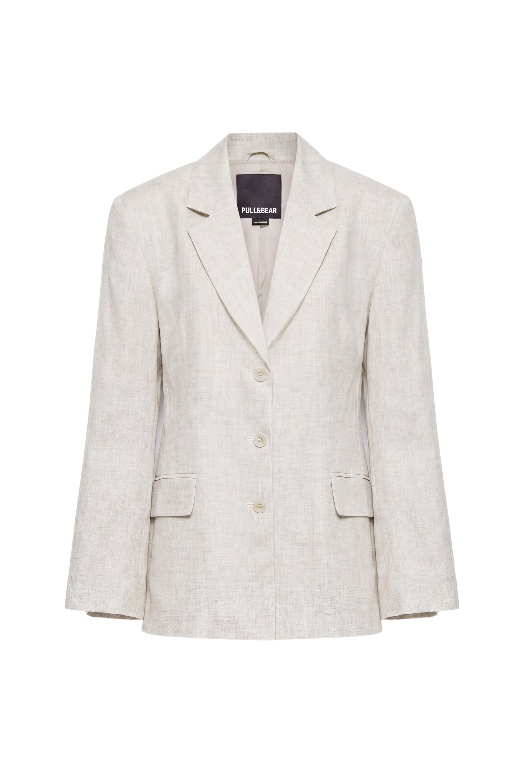 100% linen fitted blazer — Beige