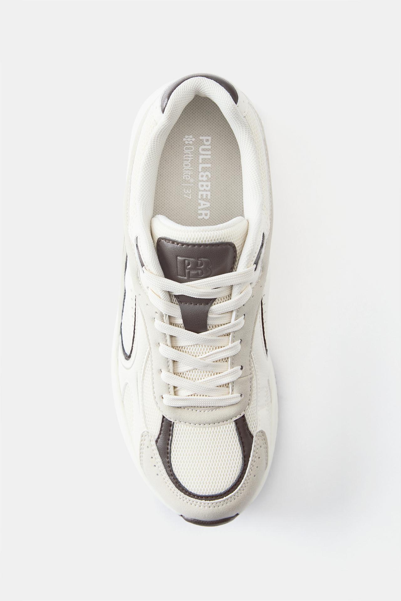 Multi-panel trainers — Ecru