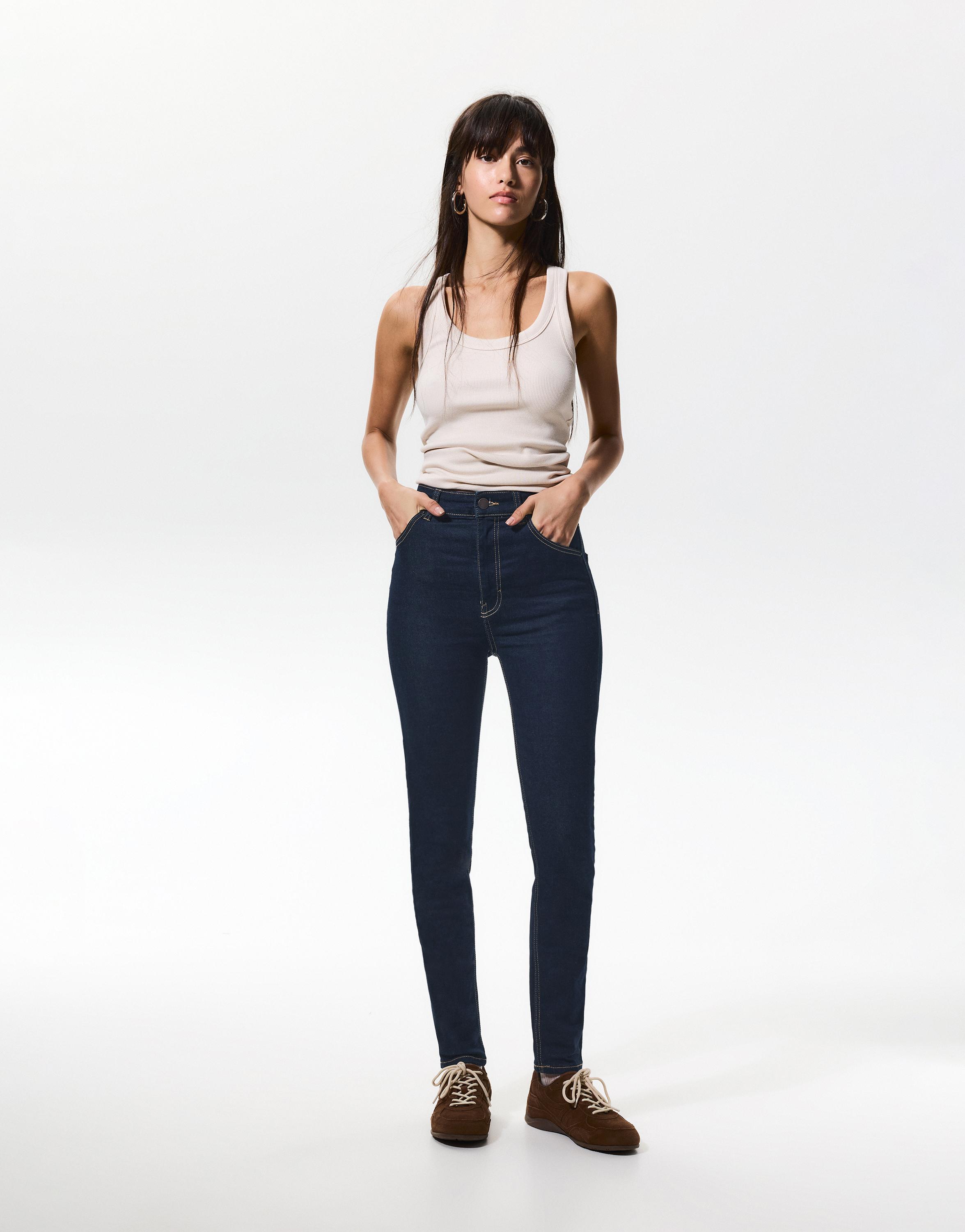 High-waist skinny jeans — Navy