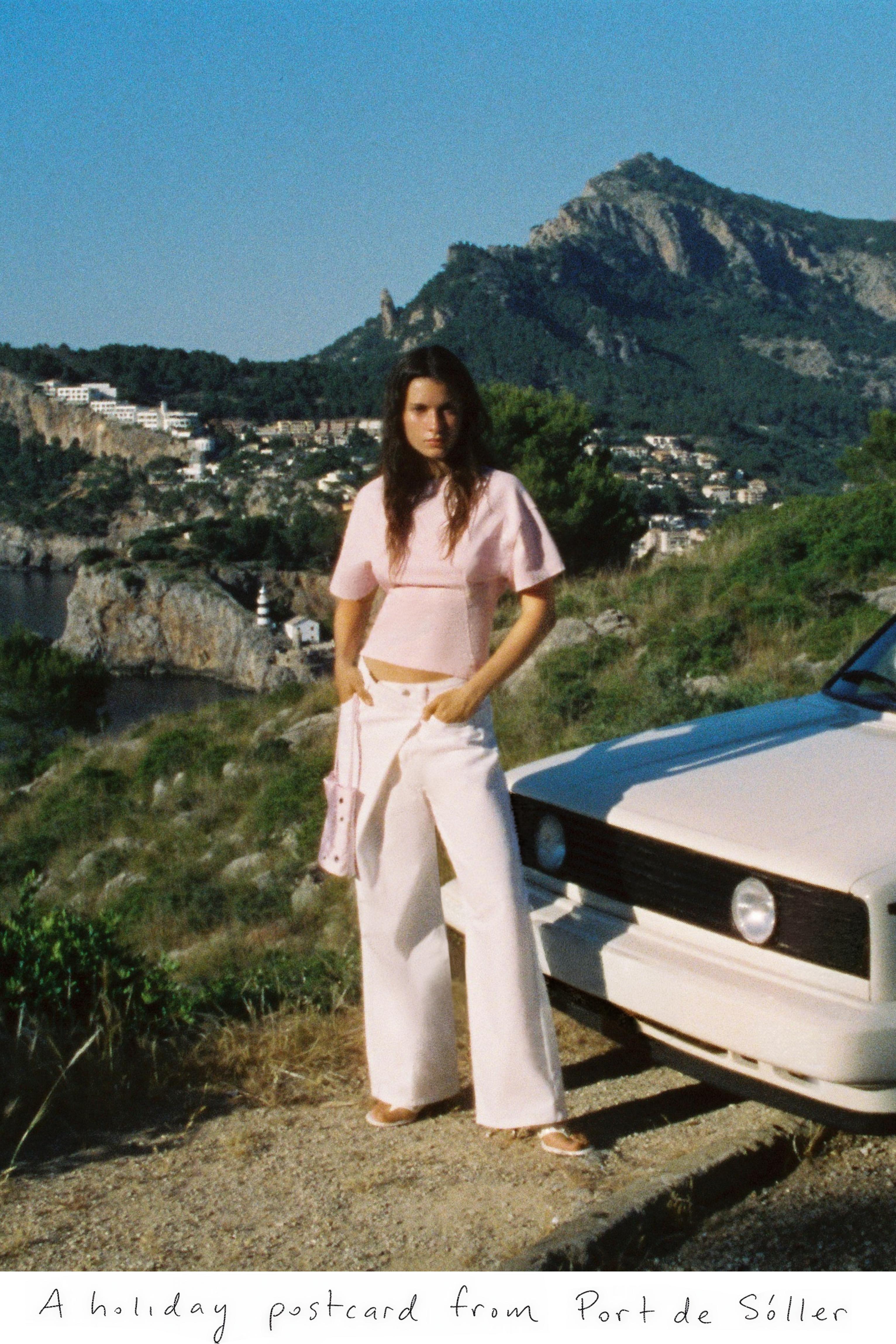 Panelled boxy-fit T-shirt — Pink