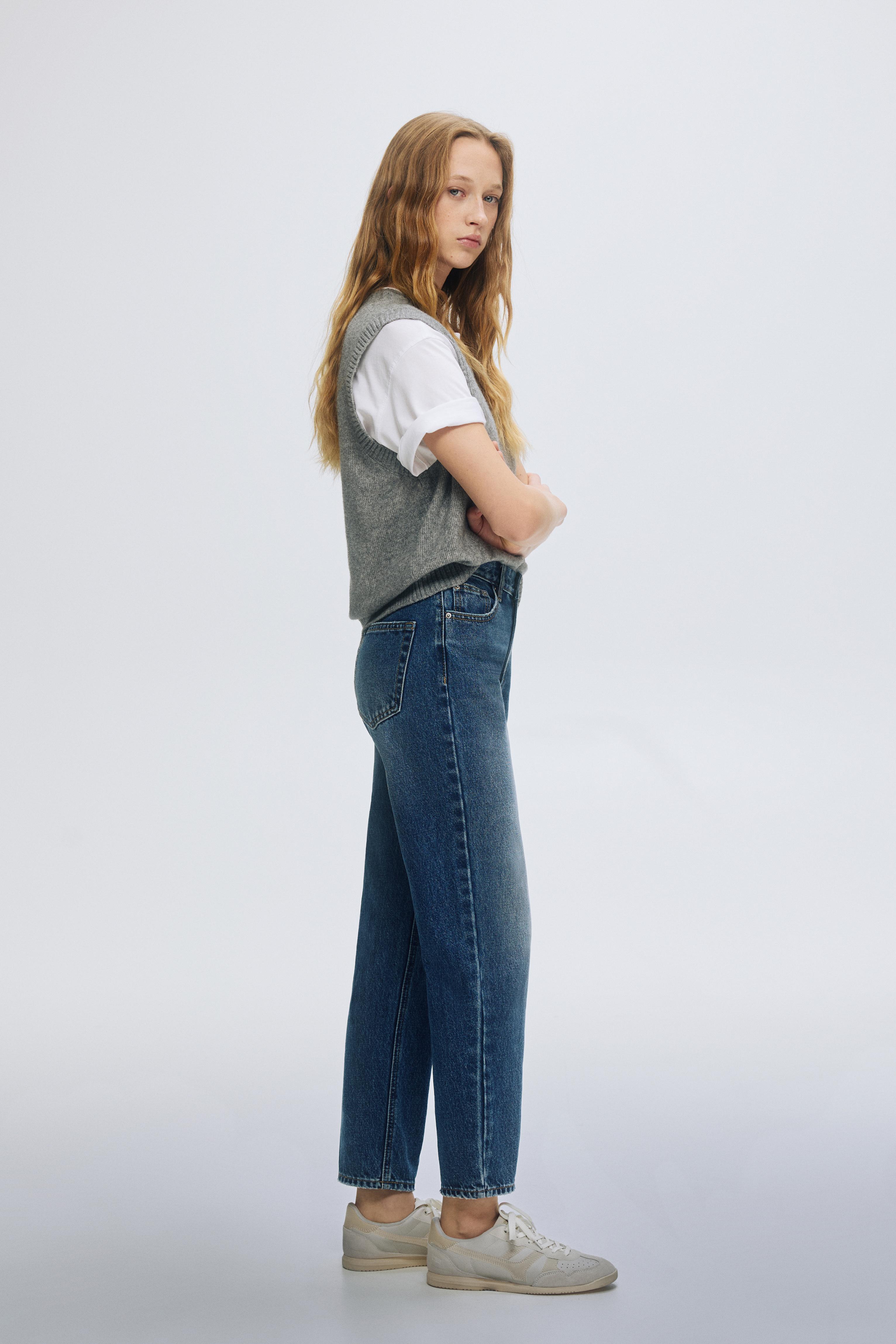 High-waist mom jeans — Dark blue