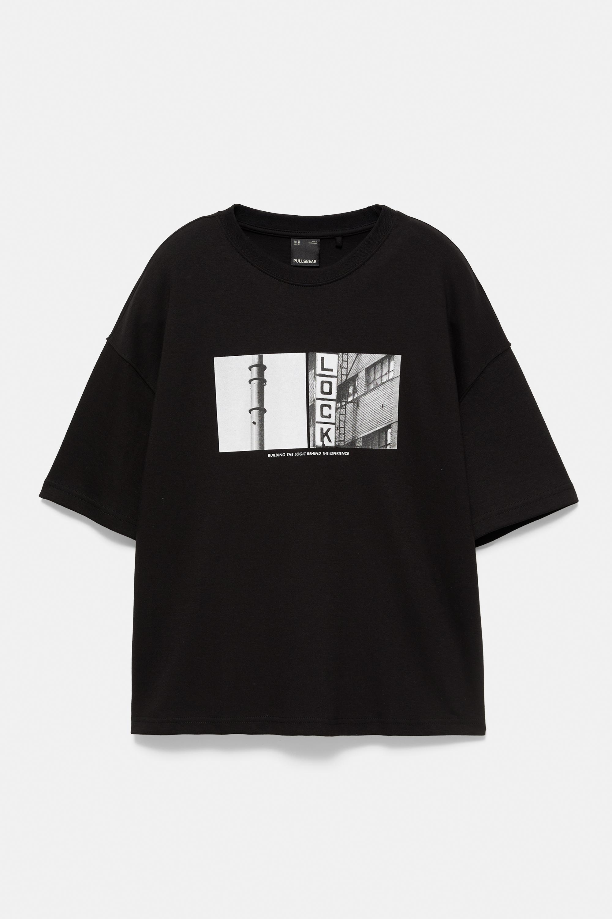 Short sleeve photographic sweatshirt — Black