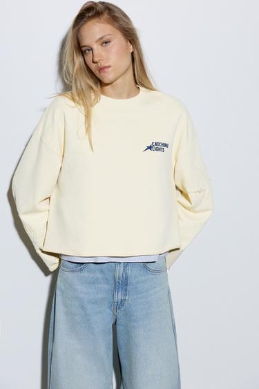 Cropped star graphic sweatshirt — Yellow 2
