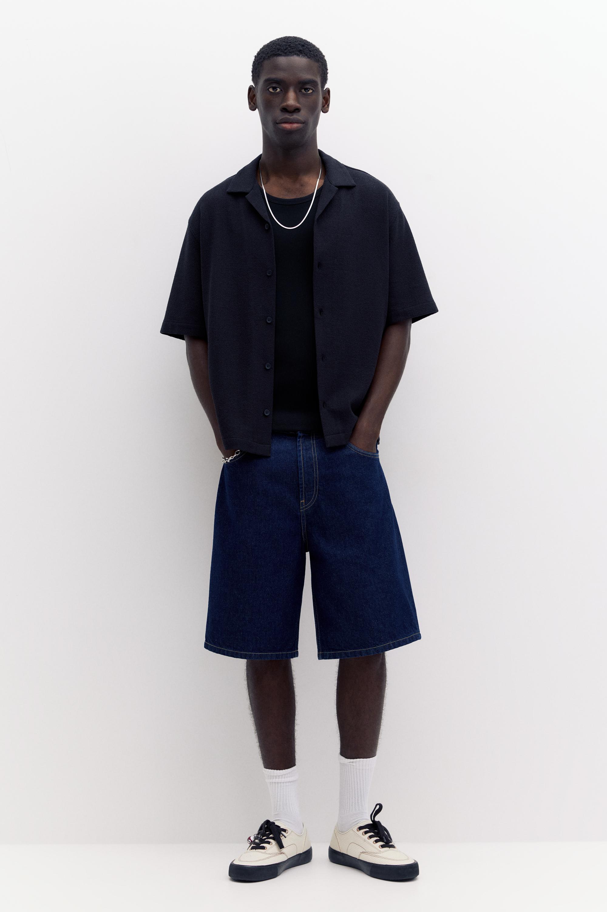 Terrycloth short sleeve shirt — Black