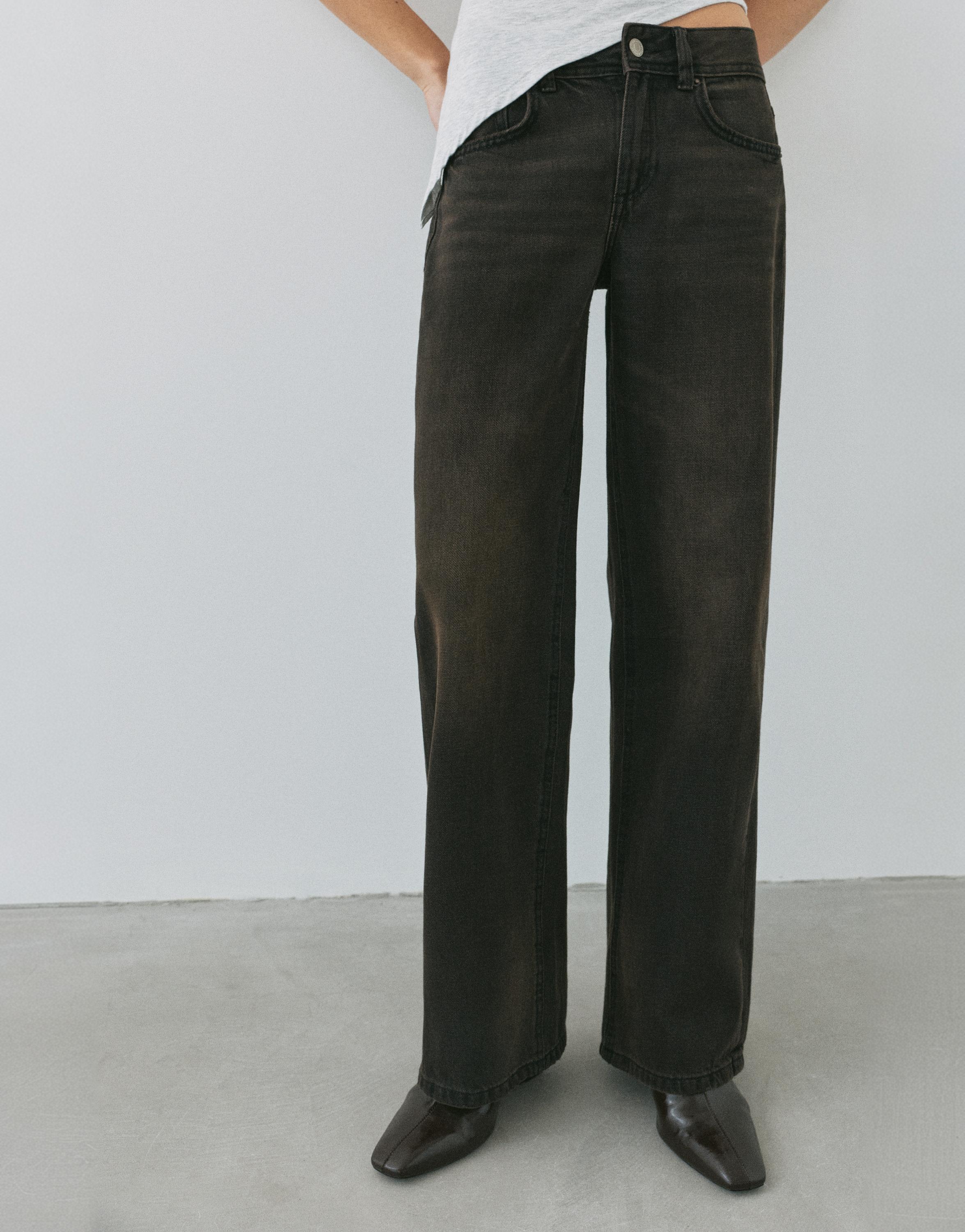 Low-rise straight-leg jeans — Dark brown